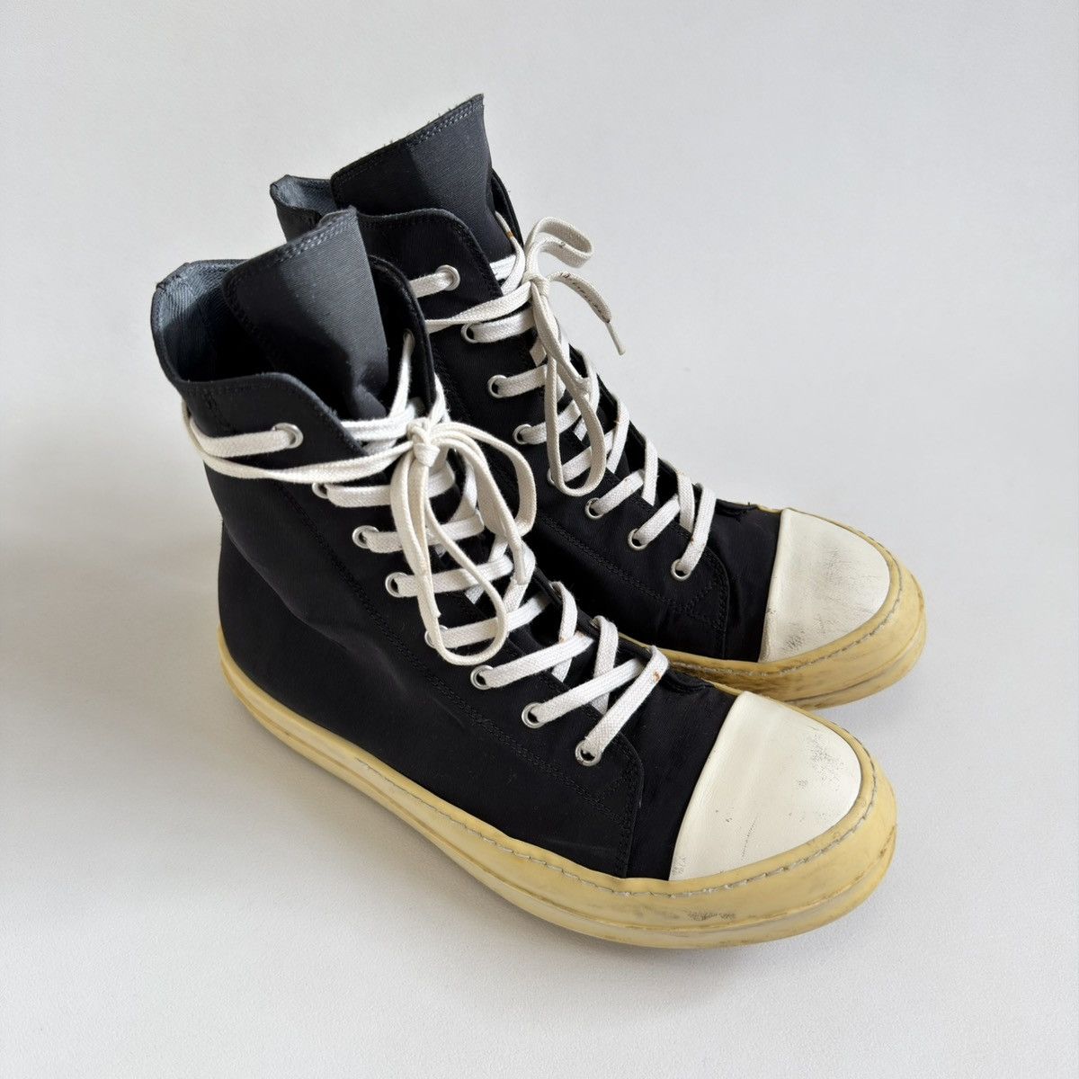 Rick Owens Drkshdw Yellow Sole Black Nylon Ramones Sneakers Size US 8 / EU 41 - 24 Thumbnail