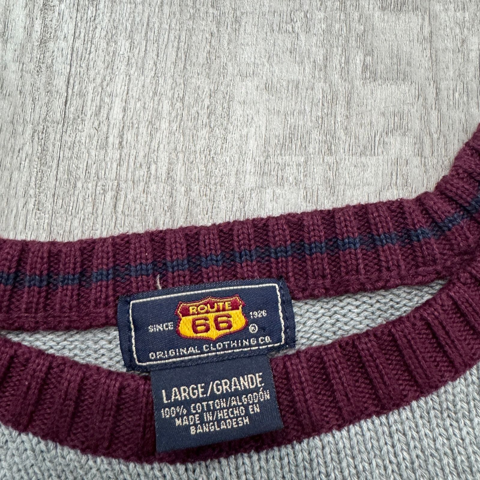 Vintage Vintage Route 66 Sweater Men's Large Gray Red Knit Crewneck Size US L / EU 52-54 / 3 - 4 Thumbnail