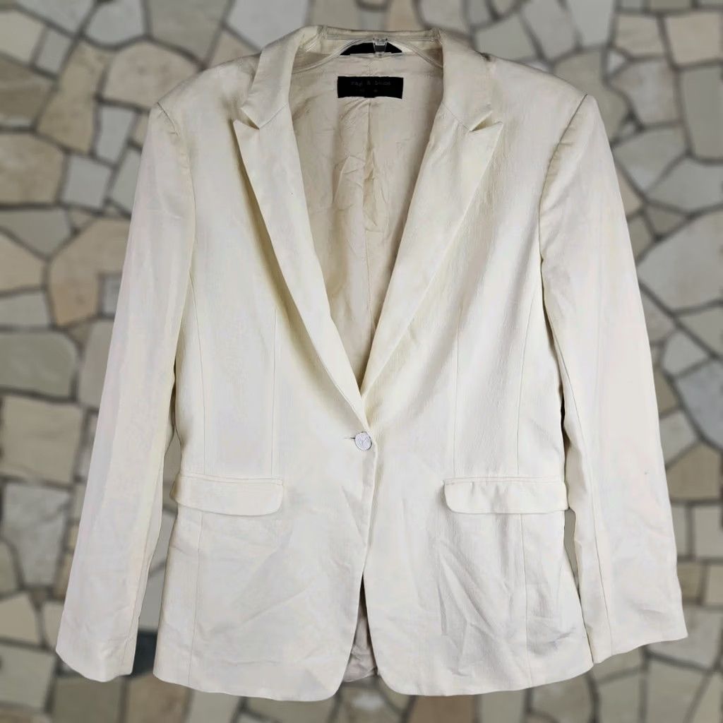 Rag & Bone Rag & Bone Blazer Jacket Wool Ivory Made In USA Size 8 Womens Size M / US 6-8 / IT 42-44 - 1 Thumbnail