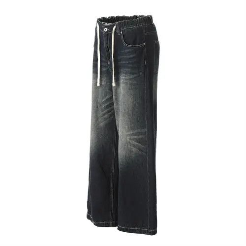 Japanese Brand × Jean Men's washed straight jeans with elastic drawstring waist Size US 34 / EU 50 - 2 Thumbnail