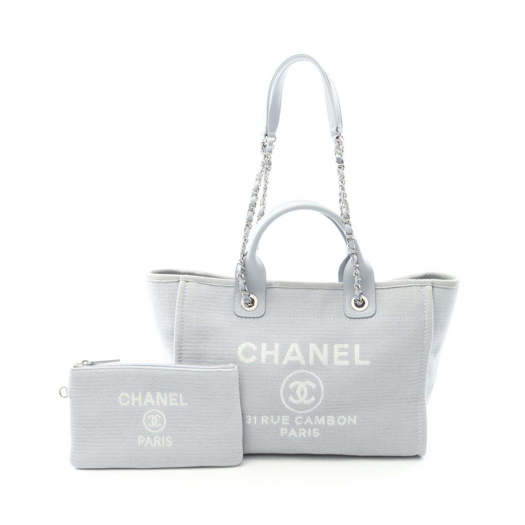 Chanel Chanel Deauville Canvas Leather Tote Bag Canvas Tote Bag As3257 in Blue, Women's