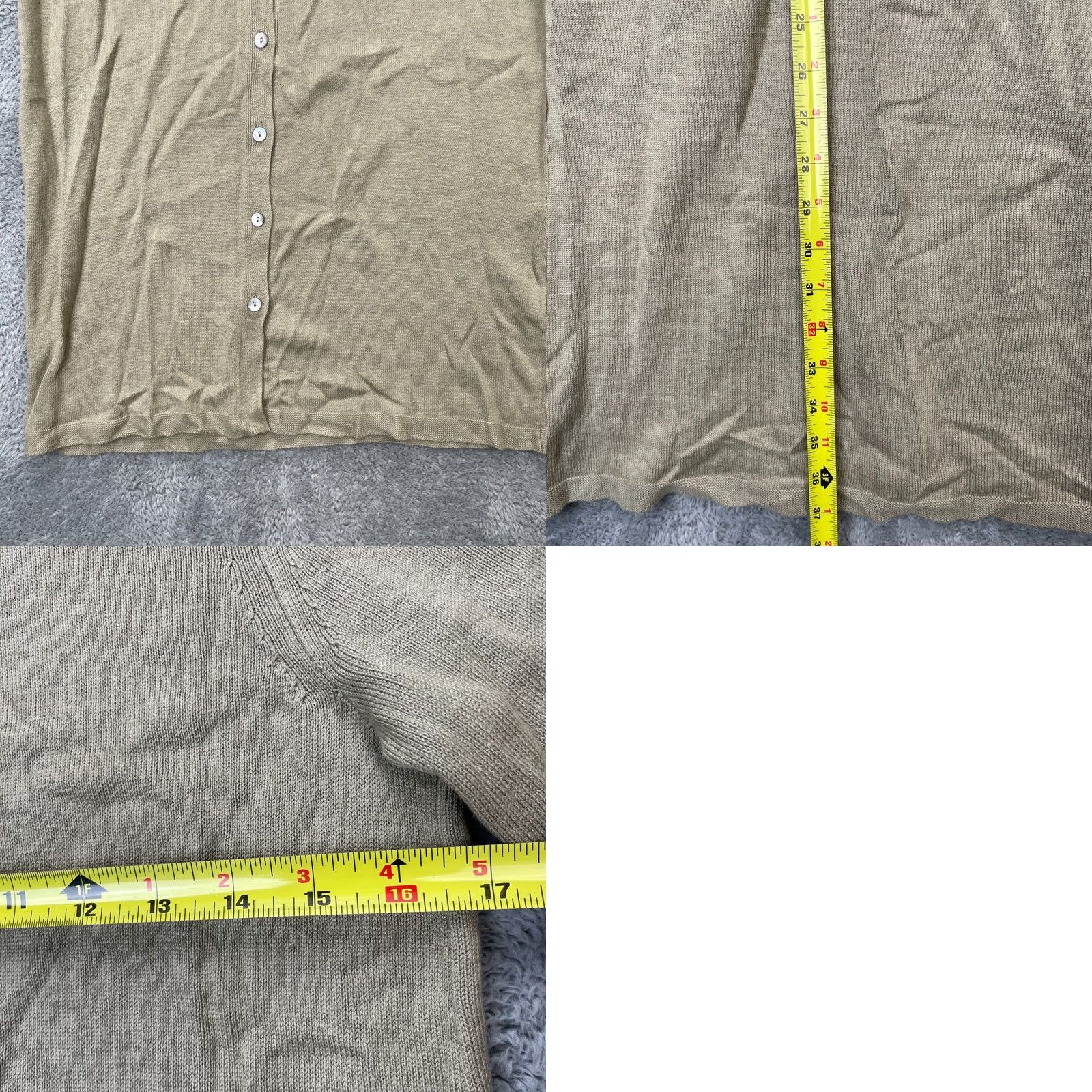 J. Jill J. Jill Dress Womens Petite XS Green Linen Blend V-Neck Button Front Midi Knit Swing Size XS / US 0-2 / IT 36-38 - 8 Thumbnail