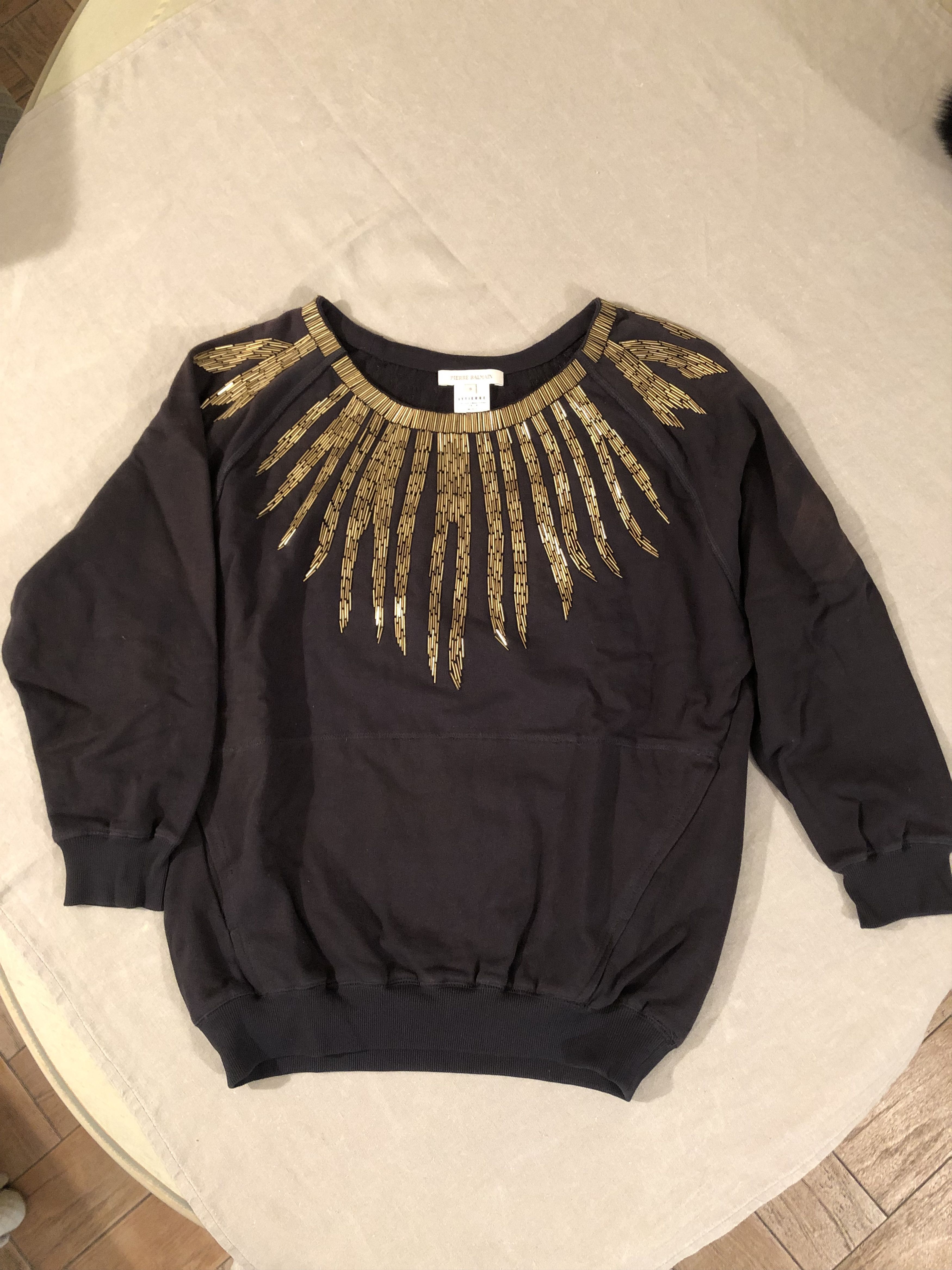 Image of Pierre Balmain Embroidered Sweatshirt in Black, Women's (Size Small)