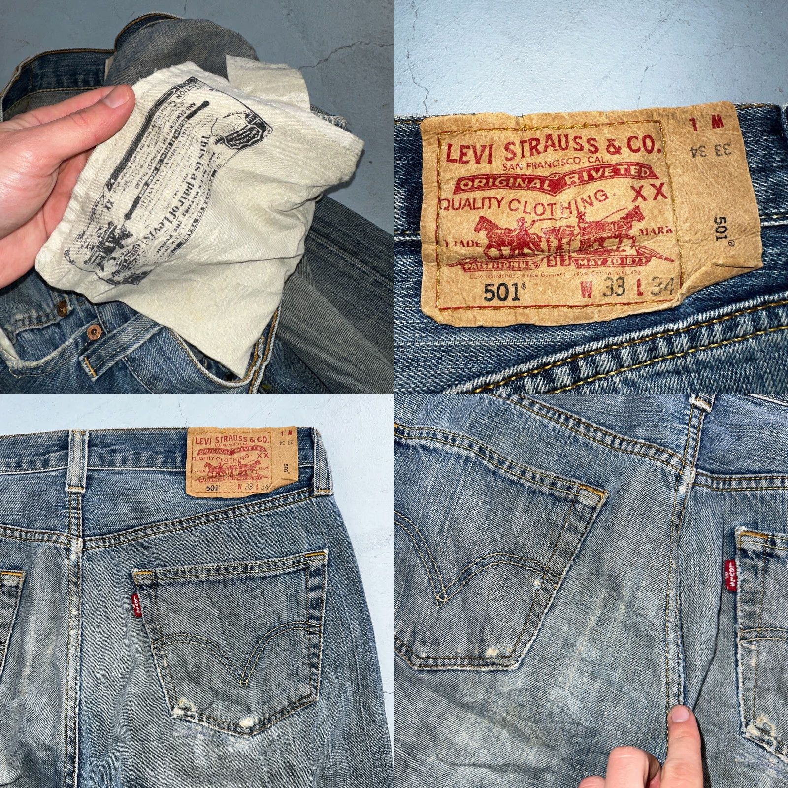 Levi's Levi's 501 Vintage Levis 501 XX Straight Jeans Blue Med Wash 33x34 90s Men's Straight Jeans Size US 33 - 10 Thumbnail