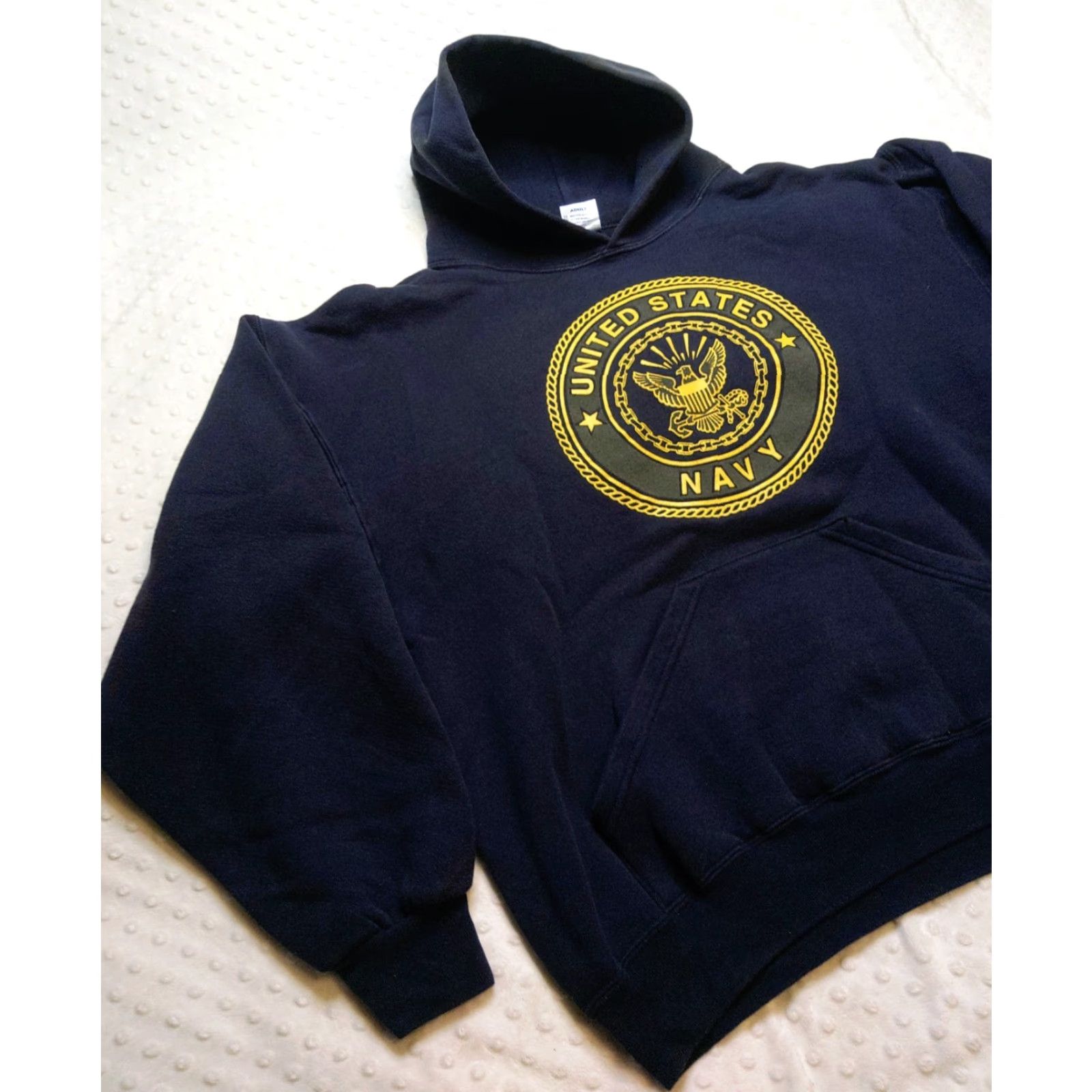 Soffe US Navy Hoodie Mens Large Blue Logo Pullover Sweatshirt Vintage Soffe Crew Neck Hooded Military USA Size US L / EU 52-54 / 3 - 3 Thumbnail