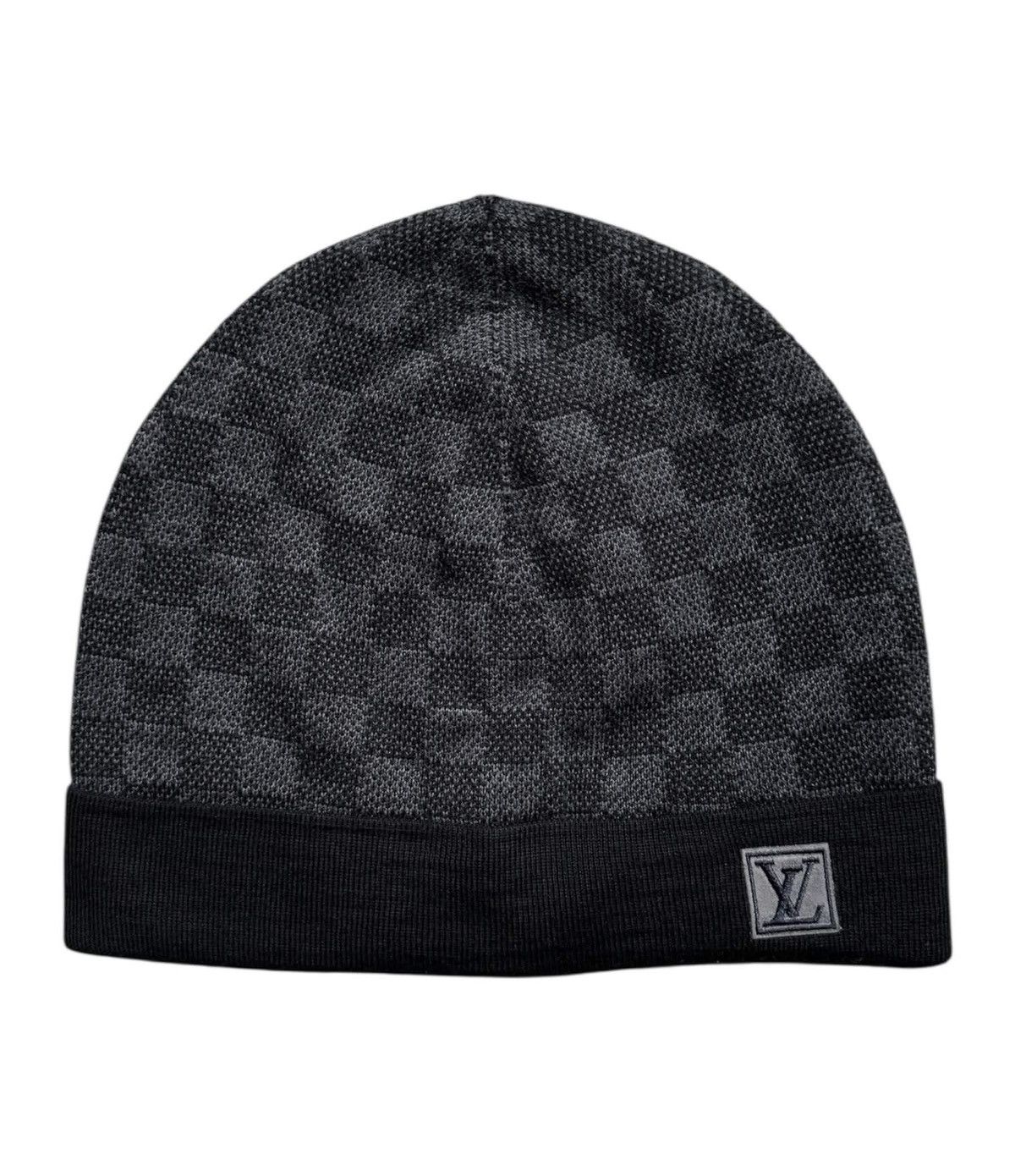 Louis Vuitton × Vintage Louis Vuitton Damier Wool Beanie Hat Black