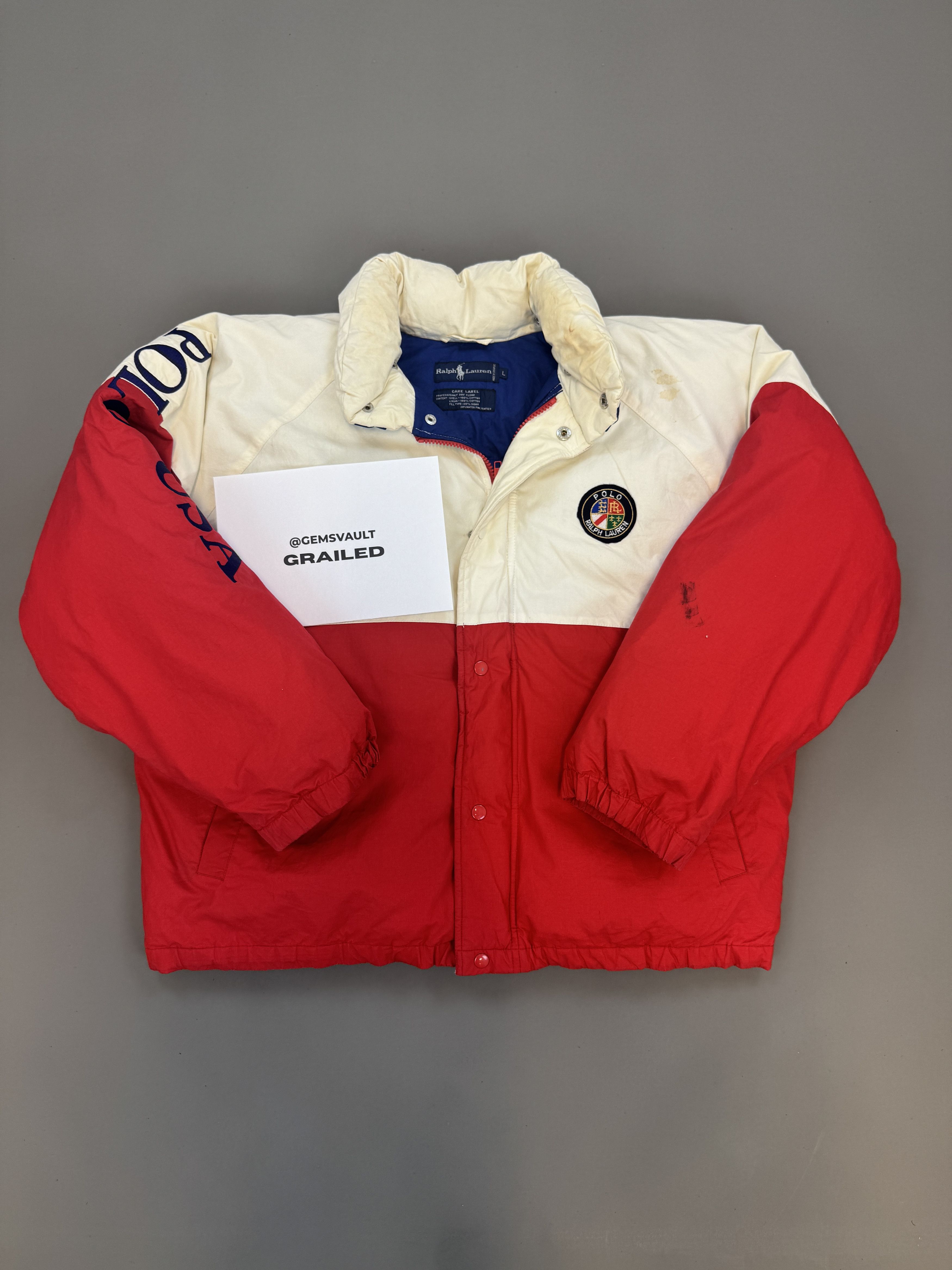 Ralph Lauren Vintage Ralph Lauren Red & White Puffer Jacket Size US L / EU 52-54 / 3 - 8 Thumbnail