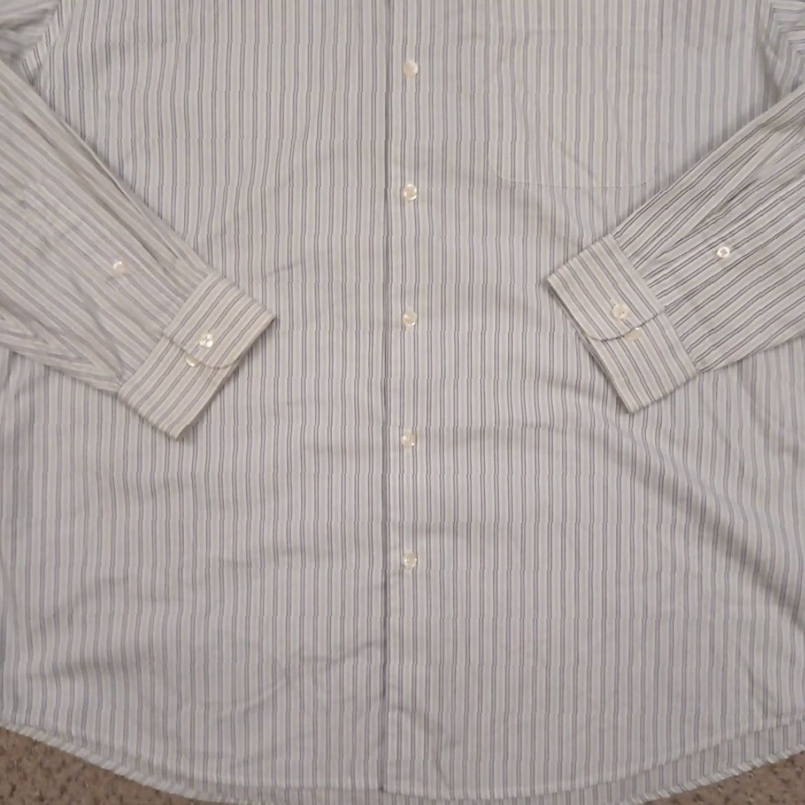 Arrow Arrow Shirt Mens XLT Gray Green Striped Long Sleeve Button Up Cotton Size US XL / EU 56 / 4 - 3 Thumbnail