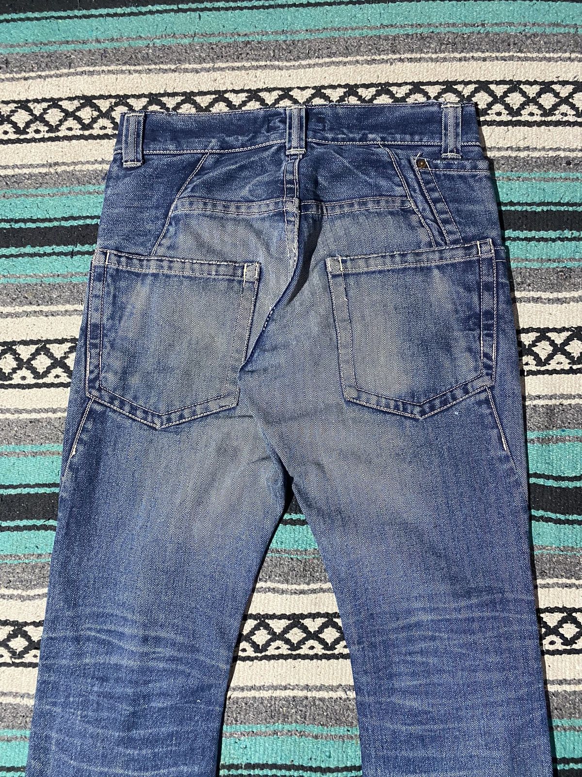 If Six Was Nine 2000s Johnbull Kojima Japan - Lace Up Spiral Cut Denim Pants Size US 31 - 12 Thumbnail