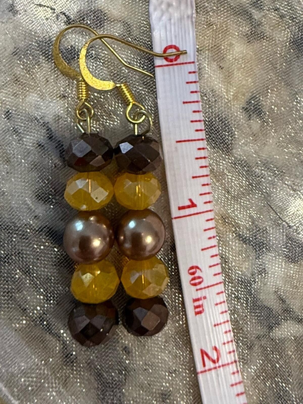 Other Neutral beaded dangle earrings brown gold & bronze Size ONE SIZE - 3 Thumbnail
