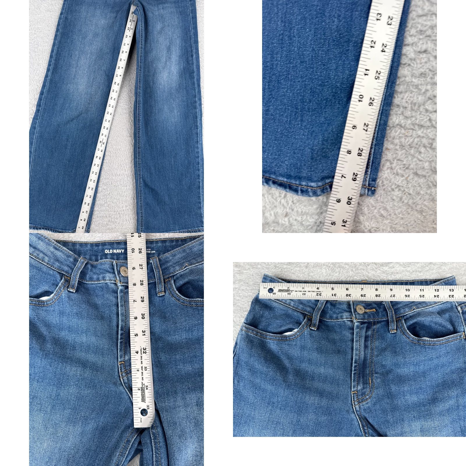 Old Navy Old Navy Wide Leg Jeans Womens 2 High Rise Blue Denim Cotton Blend 26x30 5-Pocket Regular Fit Size 26" / US 2 / IT 38 - 8 Thumbnail