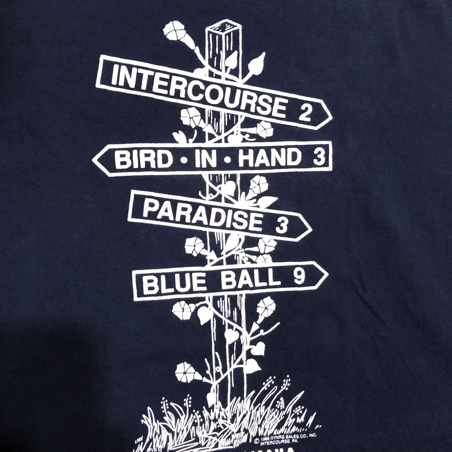 Jerzees VINTAGE Jerzees T-Shirt Intercourse Pennsylvania Navy Blue XL Mens Graphic 80s 90s USA Dynre Sales Co. Shirt Size US XL / EU 56 / 4 - 2 Thumbnail