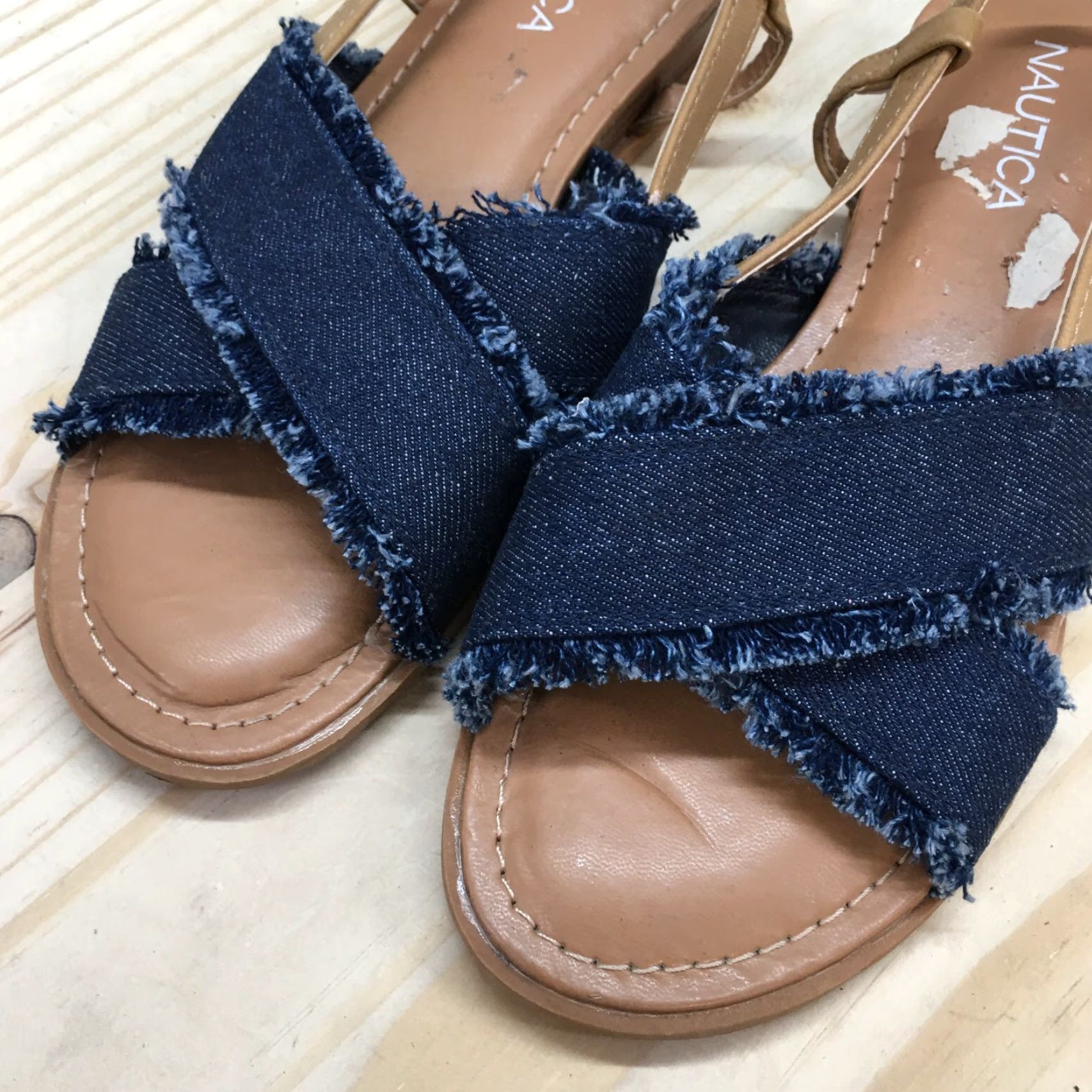 Nautica Nautica Basin Slingback Flats Buckle Straps Casual Blue Fabric Sandals Womens 6 Size US 6 / IT 36 - 4 Thumbnail