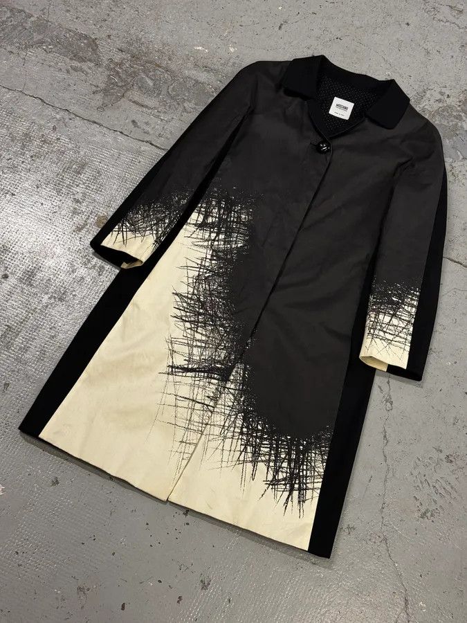 Moschino Moschino Black & White Contrast Sketch Print Trench Coat Size XS / US 0-2 / IT 36-38 - 5 Thumbnail