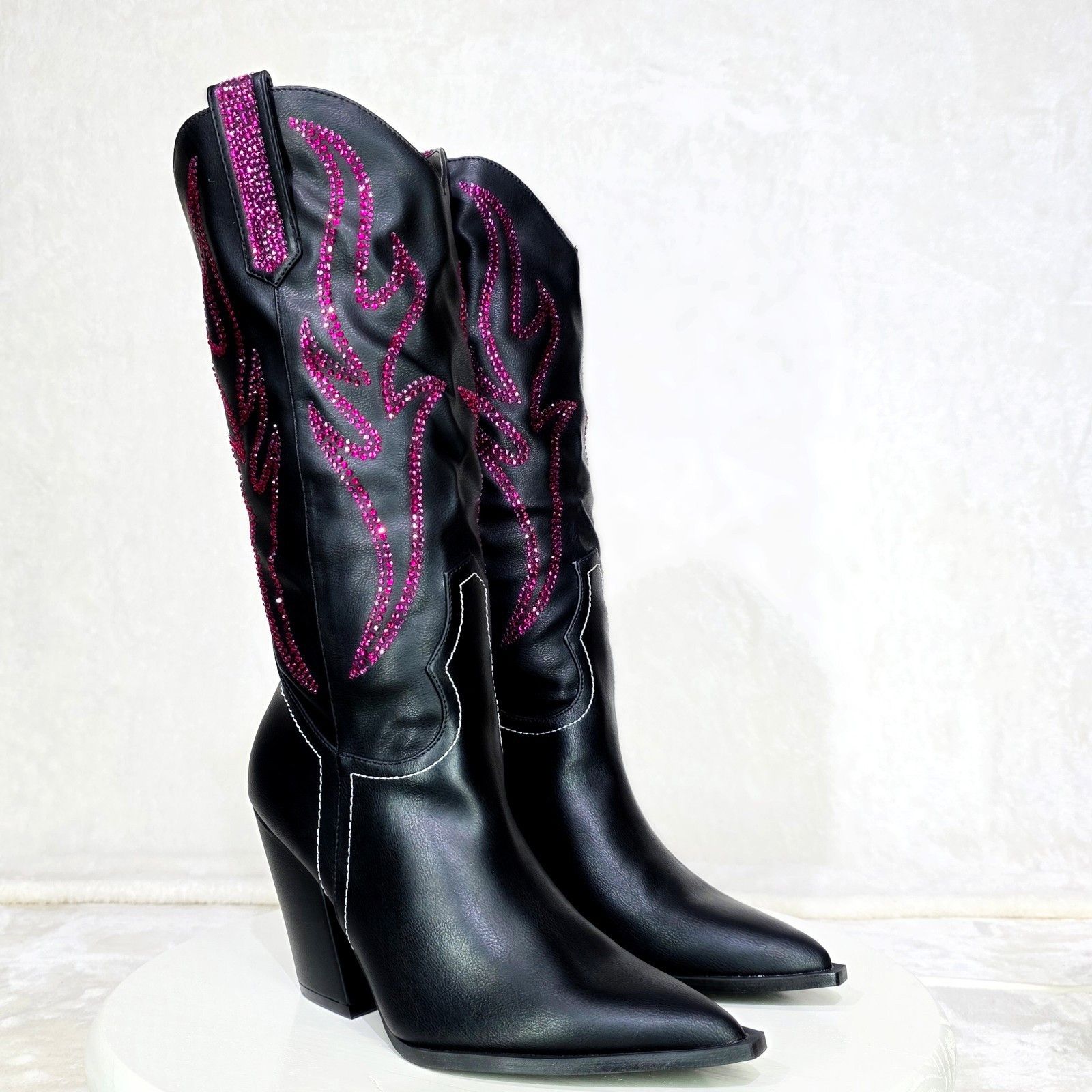 Other So Me Mileage Pink Rhinestone Design Black Western Cowgirl B Size US 6 / IT 36 - 7 Thumbnail