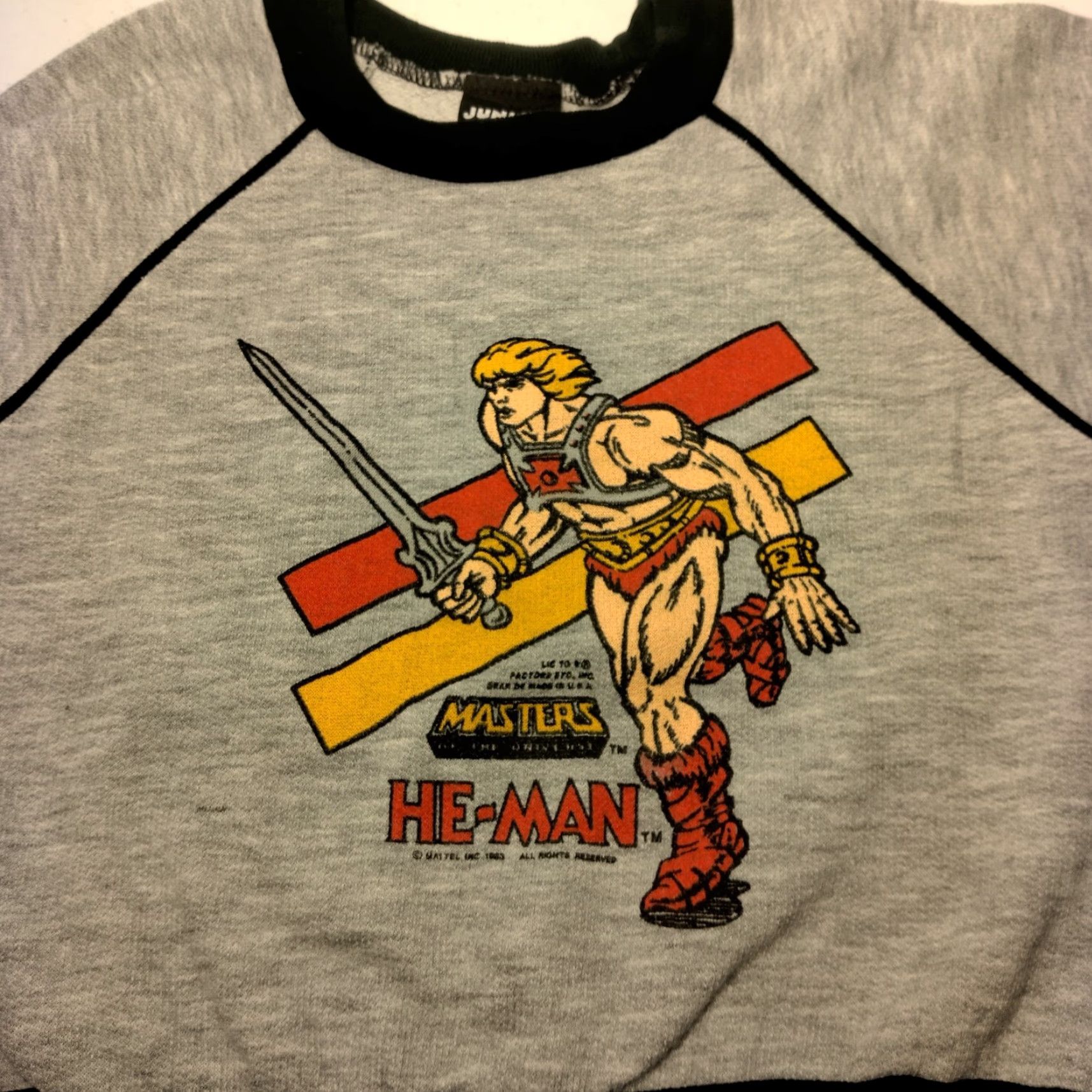 VINTAGE Masters of the Universe He Man Kids Sweatshirt Gray