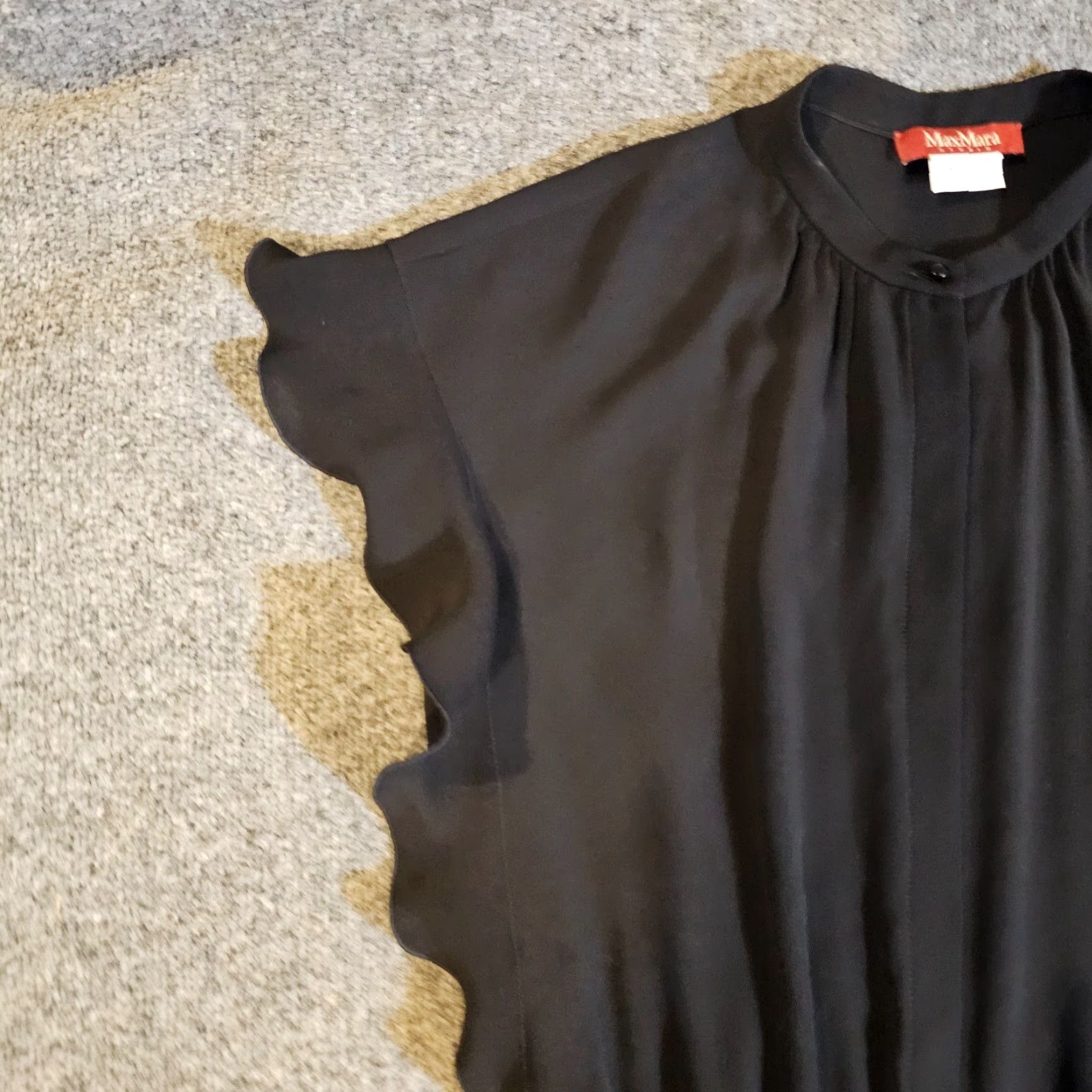 Max Mara VINTAGE MaxMara Jumpsuit Women 10 Black Short Sleeve Tie Waist High Neck Casual Cocktail Size 32" / US 10 / IT 46 - 5 Thumbnail