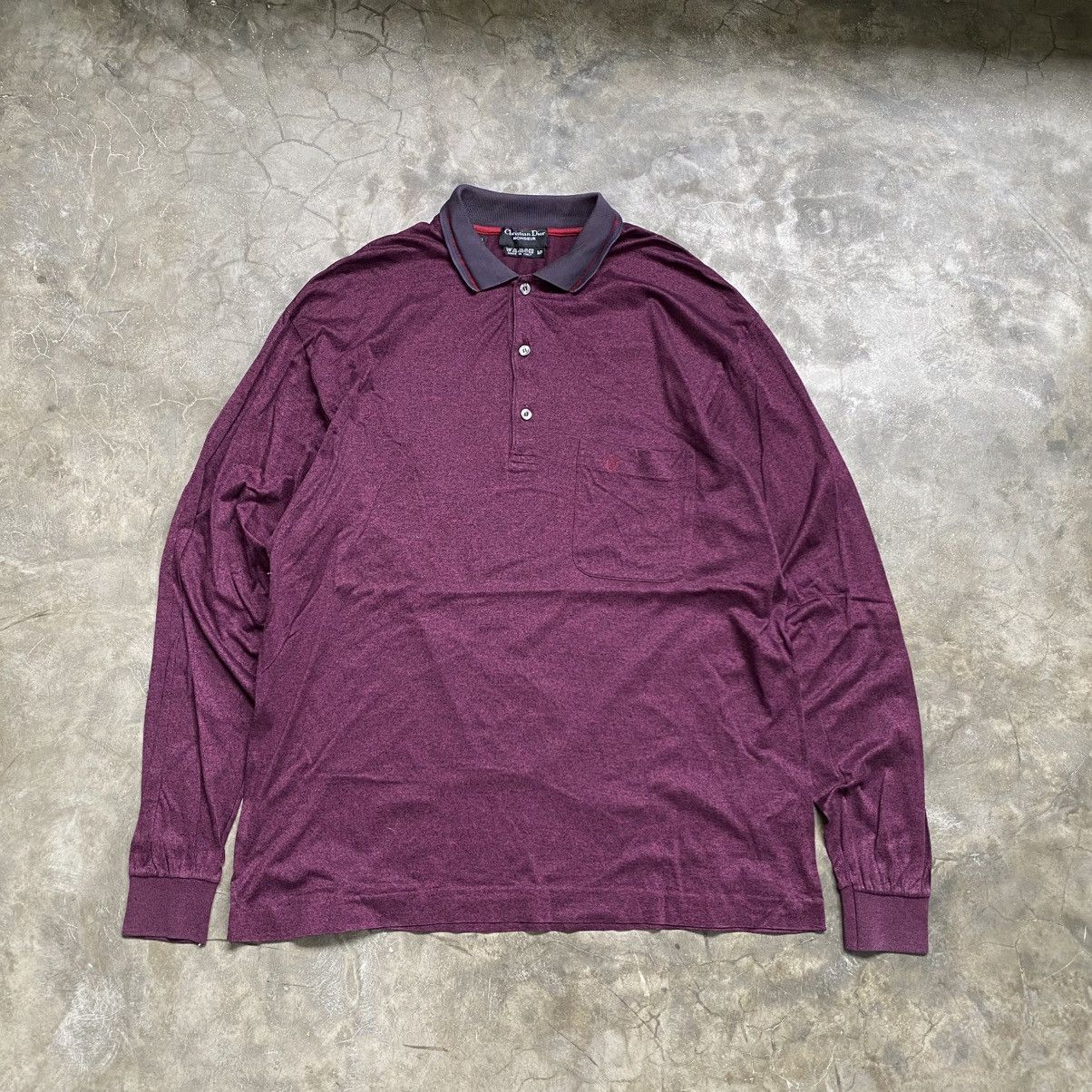 Christian Dior Monsieur 1990s Christian Dior Monsieur Maron Polo LS Shirts Size US L / EU 52-54 / 3 - 1 Thumbnail