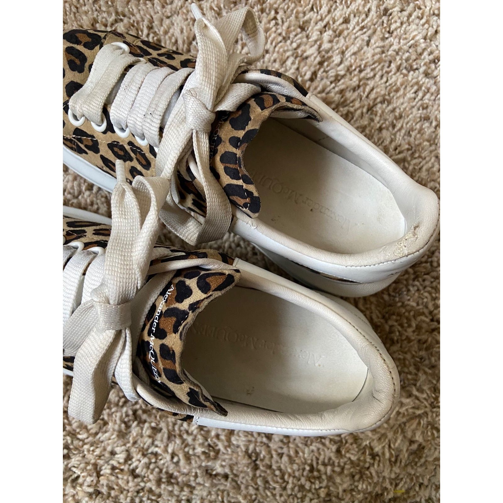 Alexander McQueen Alexander McQueen Oversized White Leather Shoes Leopard 37D Size US 7 / IT 37 - 9 Thumbnail