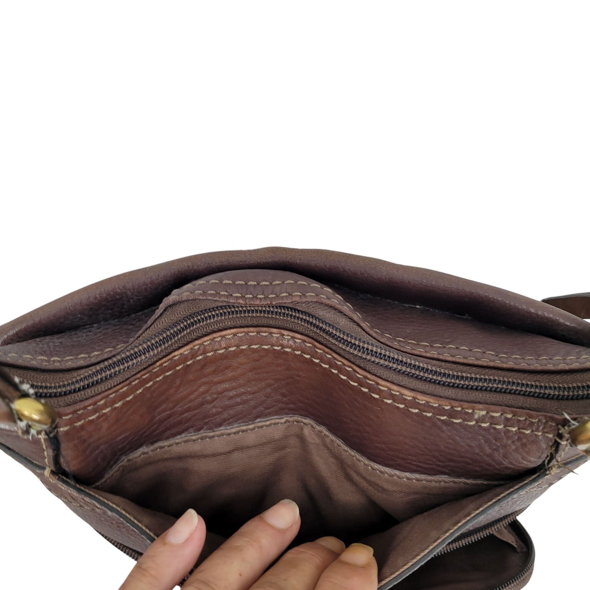 Fossil Vtg Fossil Morgan Brown Pebble Leather Crossbody Bag Multipl Size ONE SIZE - 12 Thumbnail