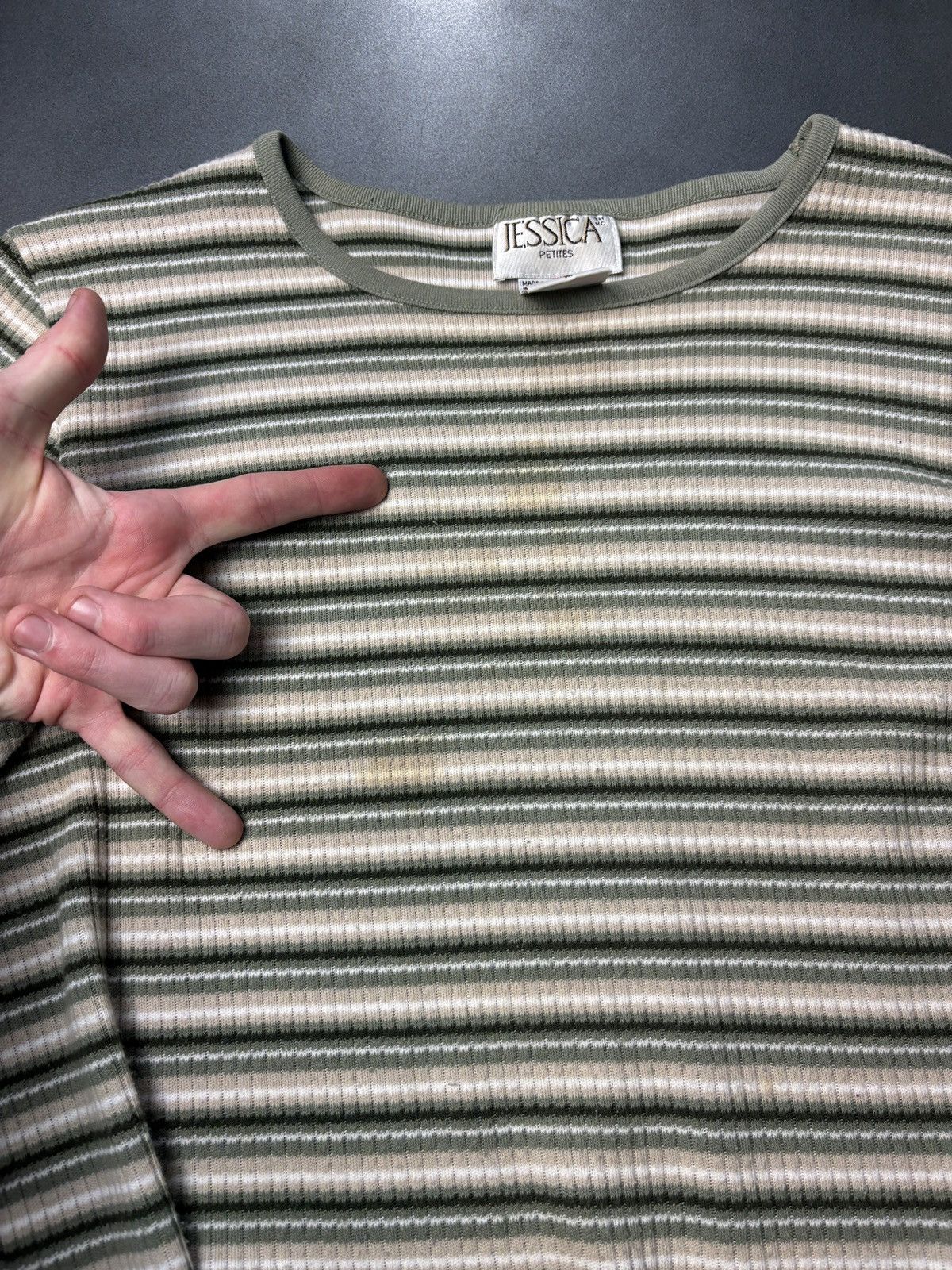 Vintage Y2K 2000s Vintage Striped Tee Stretch Crop Jessica Petites T Size M / US 6-8 / IT 42-44 - 3 Thumbnail