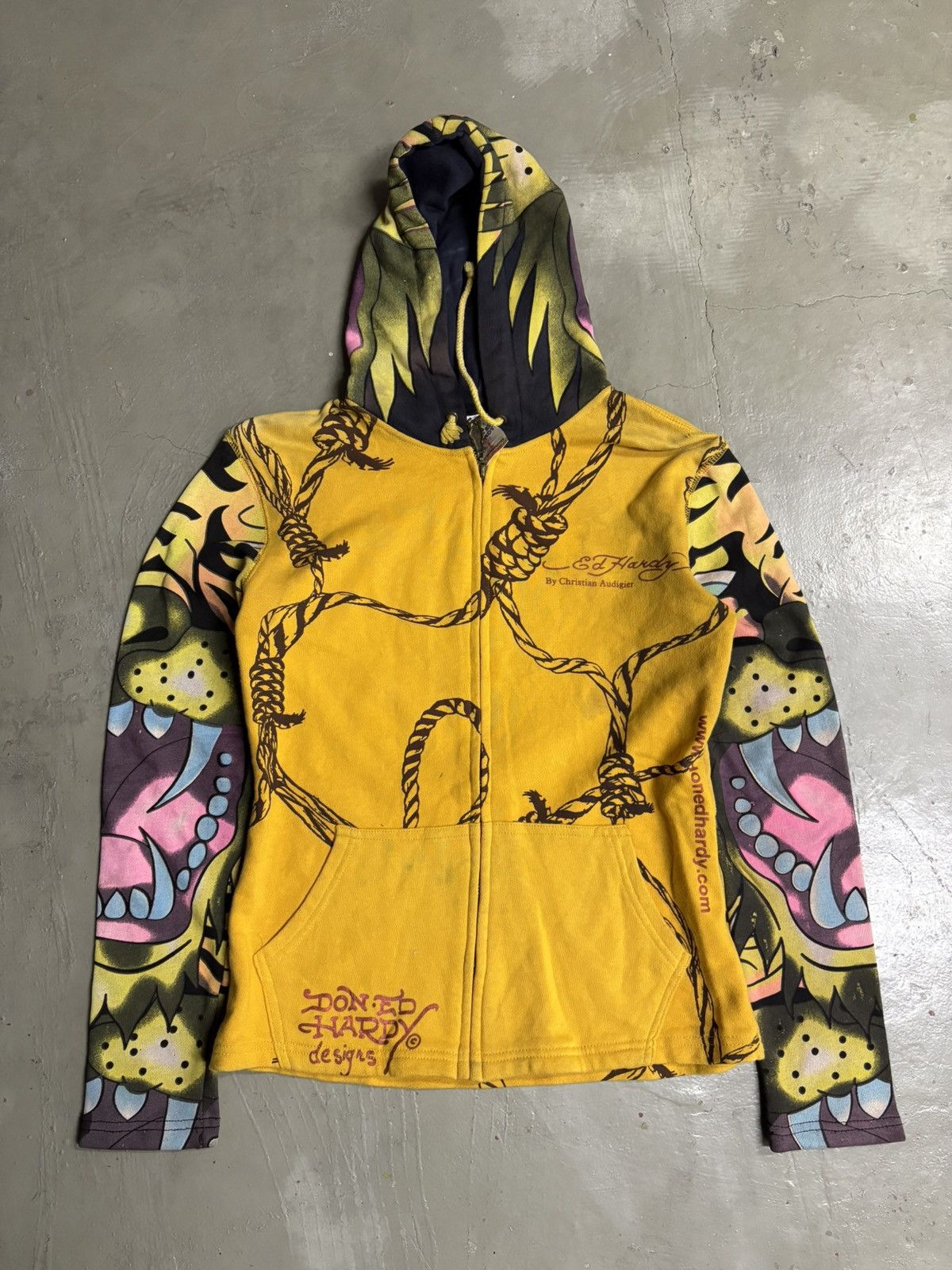 Ed Hardy Ed Hardy Tiger Y2K Rhinestones Skull Print Zip Hoodie Jacket Size US XS / EU 42 / 0 - 1 Thumbnail