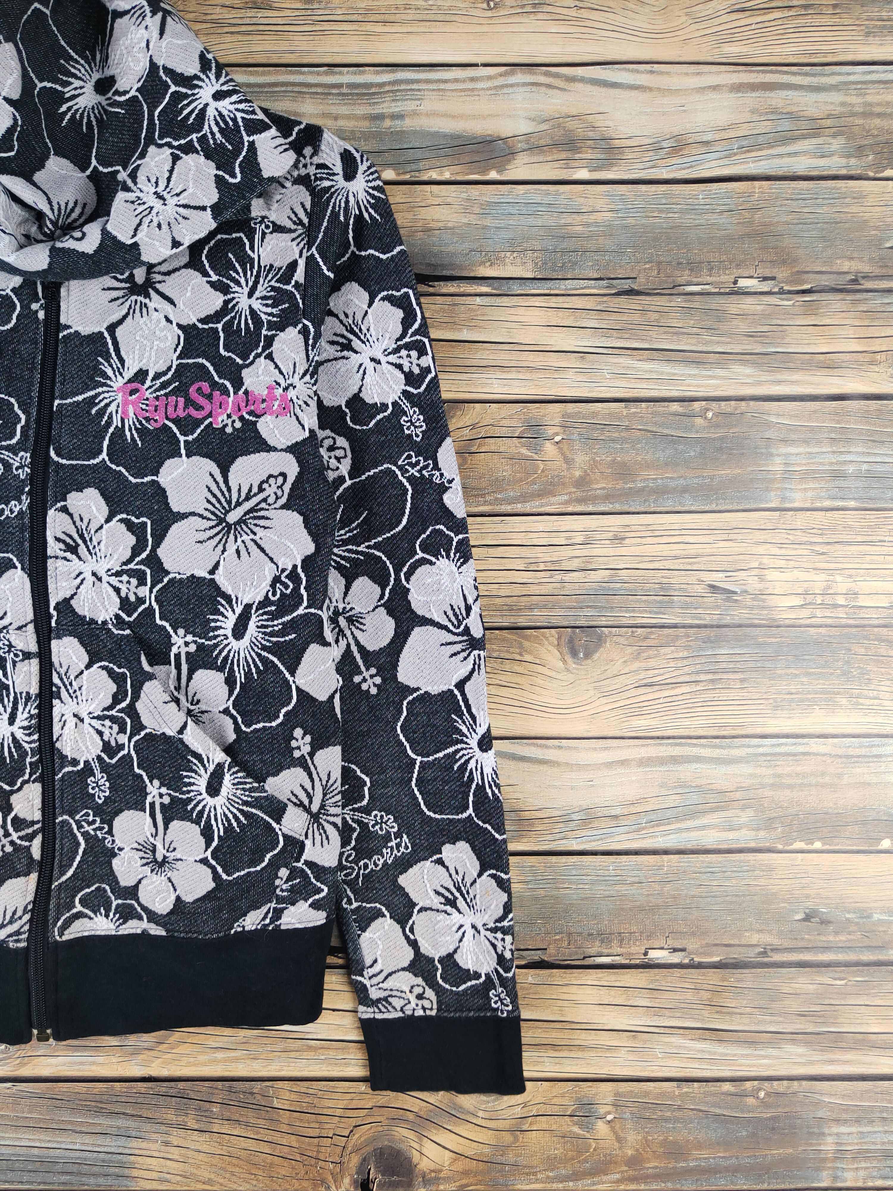 Japanese Brand × Vintage DL Ryu Sports Black Gray Hoodie Sweatshirts #2480 Size M / US 6-8 / IT 42-44 - 6 Thumbnail