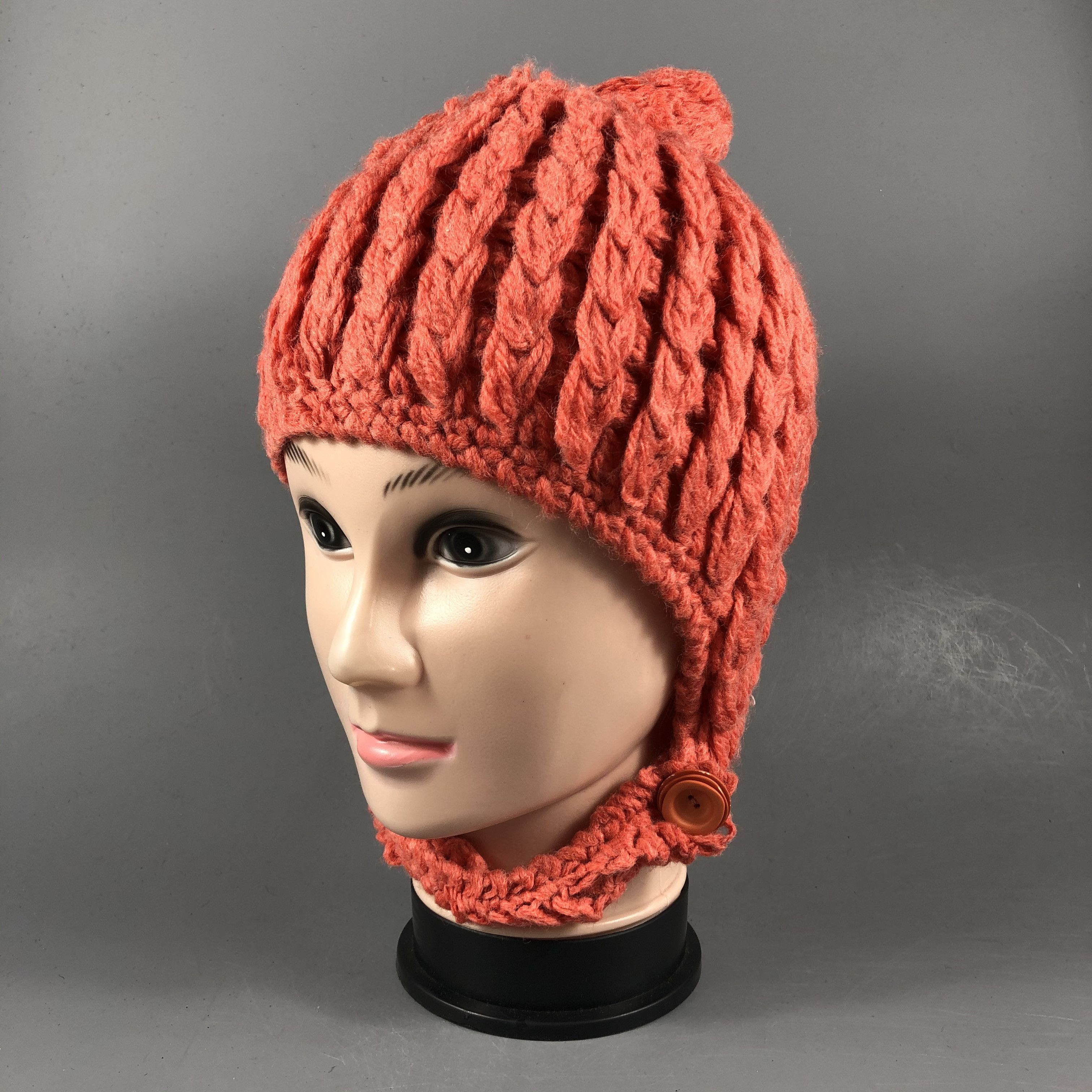 Japanese Brand Cable Crochet Earflap Beanie Size ONE SIZE - 2 Thumbnail