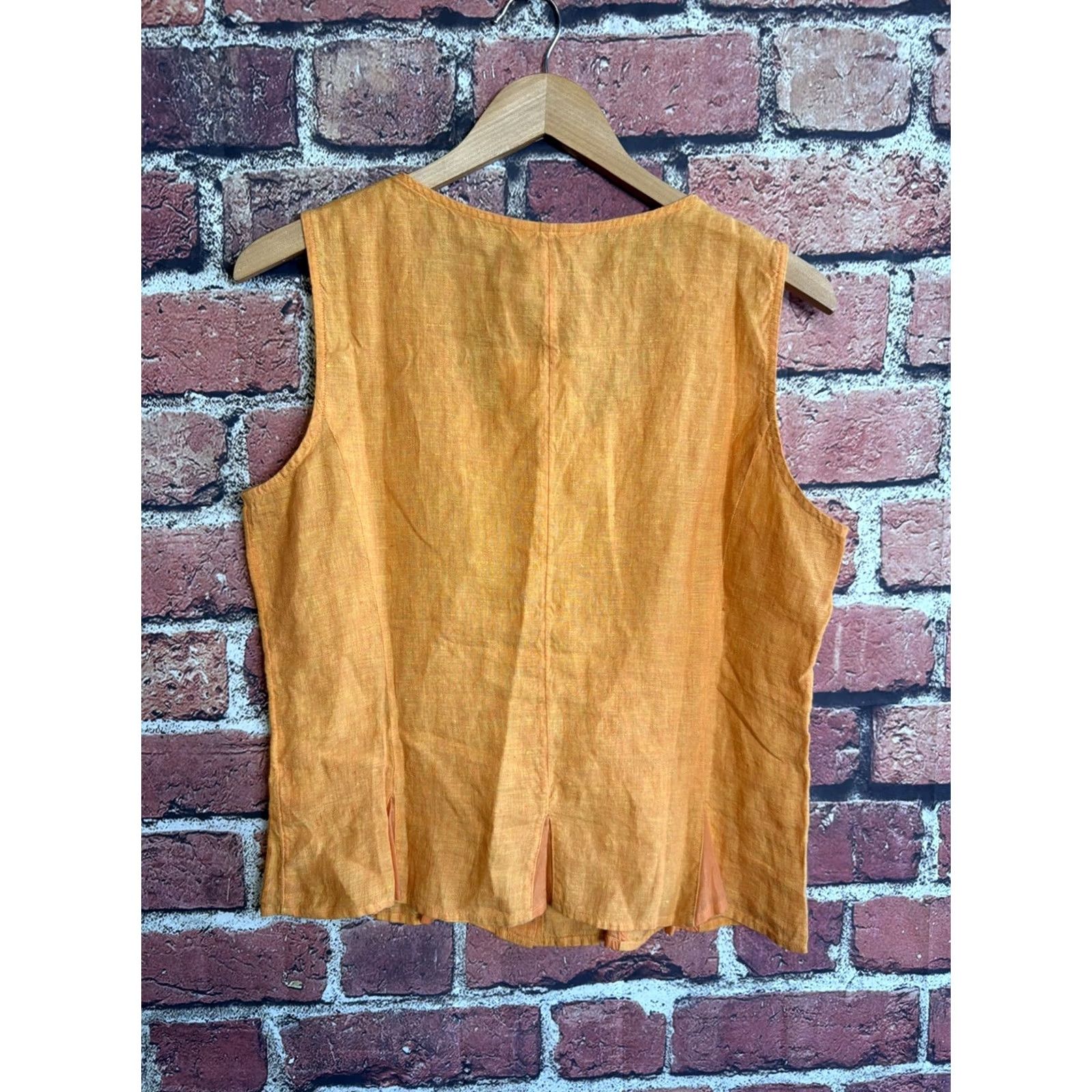 J.Jill Tank Top Womens Medium Orange Linen Button New, Women's — image 3 of 4