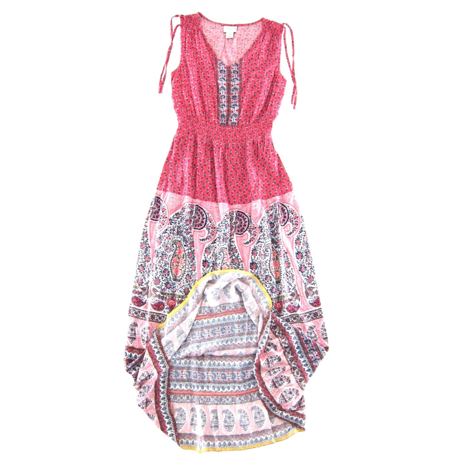 Liz Claiborne Liz Claiborne Rayon Pink Blue Floral Paisley Sleeveless Long Maxi Tank Dress S Size S / US 4 / IT 40 - 5 Thumbnail