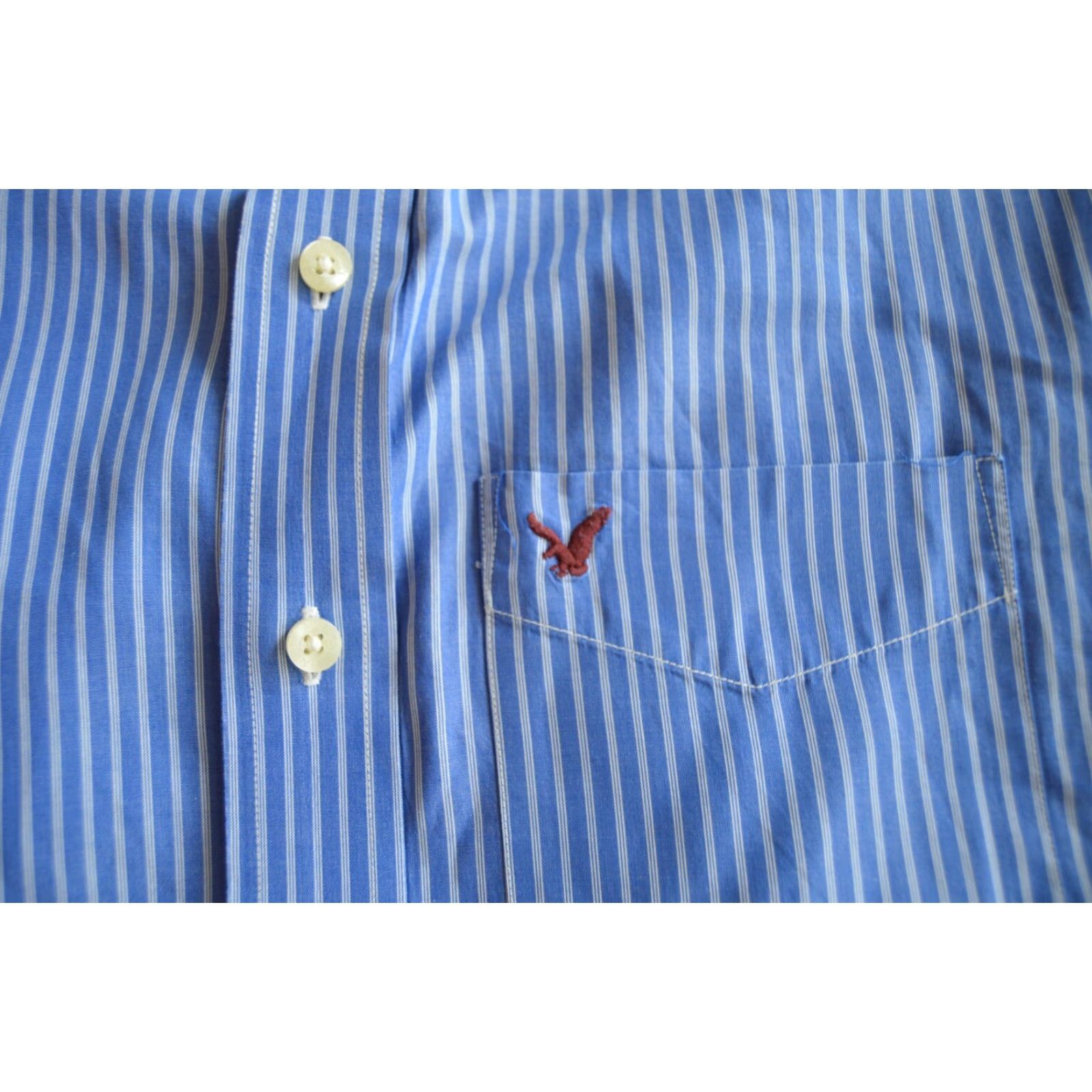 American Eagle Outfitters American Eagle Outfitters Button-Up Shirt Mens XS Blue Striped Cotton Casual Long Sleeve Size US XS / EU 42 / 0 - 4 Thumbnail