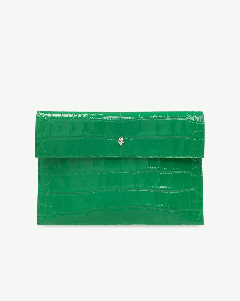 Alexander McQueen ALEXANDER MCQUEEN green croc effect leather clutch bag q Size ONE SIZE - 4 Thumbnail