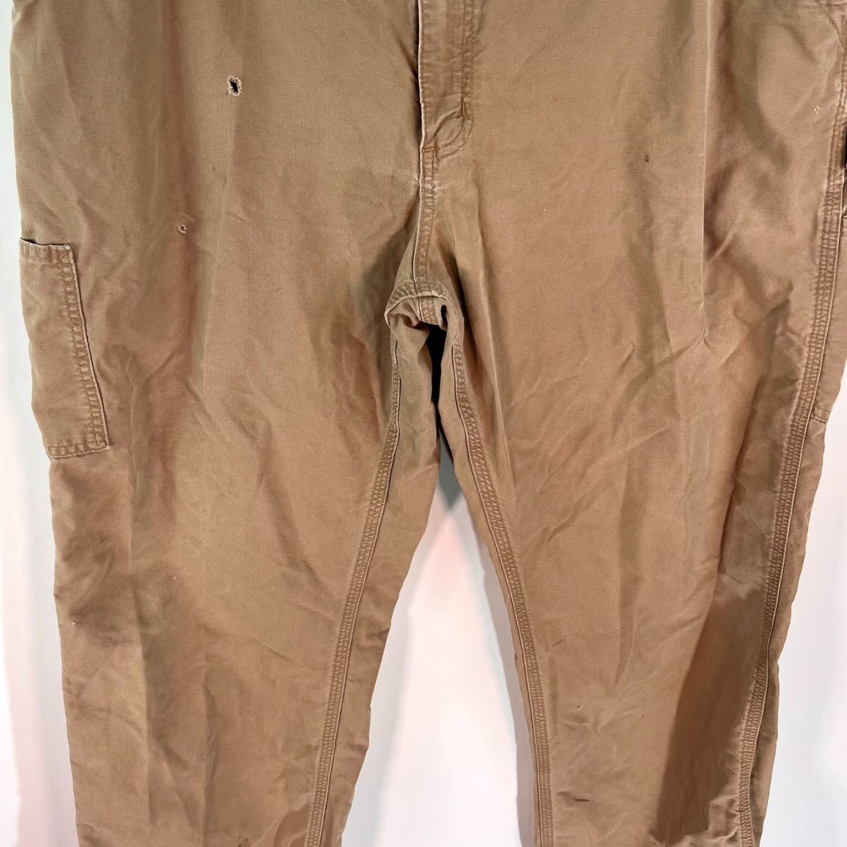 Carhartt VINTAGE Carhartt Carpenter Pants Jeans 42 XT 30 Tan Distressed Pockets Brown Cotton Canvas Mens Size US 42 / EU 58 - 3 Thumbnail