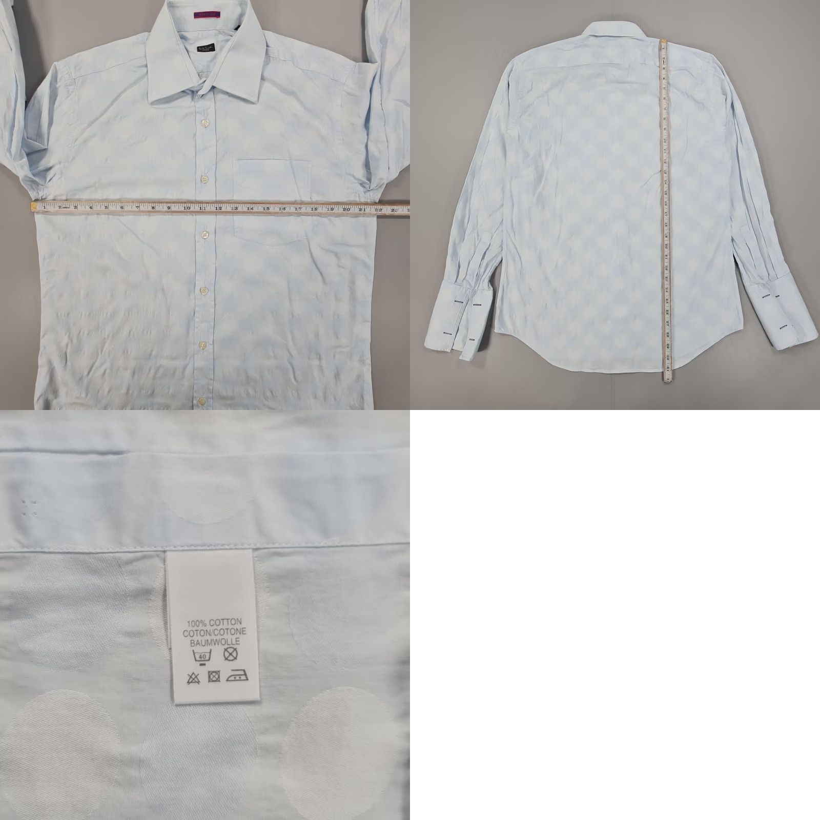 Paul Smith Paul Smith Mens Shirt Blue 16 Polka Dot Double Cuff Long Sleeves Button Up Size US L / EU 52-54 / 3 - 8 Thumbnail