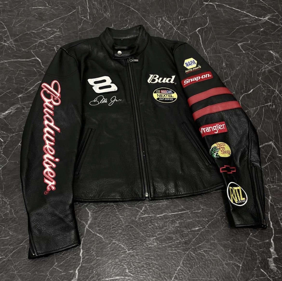 Budweiser × NASCAR × Wilson 🔥RARE🔥 Dale Earnhardt Vintage Leather Racing Jacket Size US L / EU 52-54 / 3 - 3 Thumbnail