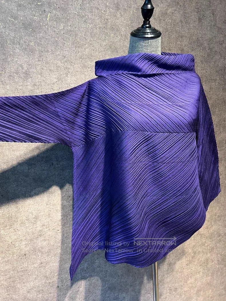 Issey Miyake Issey Miyake Purple Pleated Long Sleeve Pullover Size M / US 6-8 / IT 42-44 - 2 Thumbnail