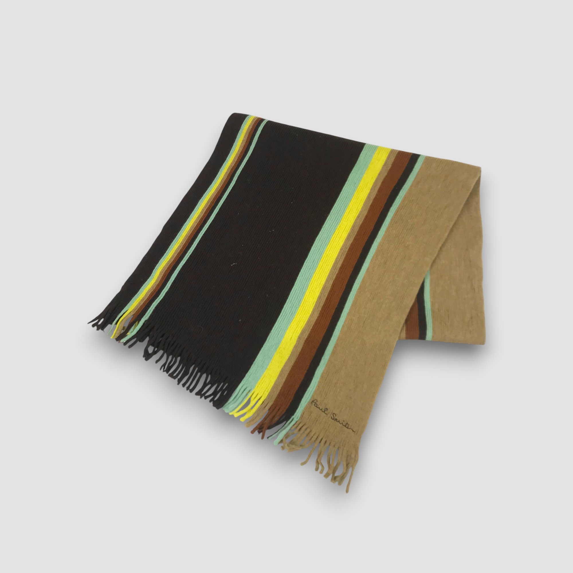 Paul Smith Vintage Paul Smith Scarf Muffler Ribbed Knit Fringe Scarves Size ONE SIZE - 1 Thumbnail