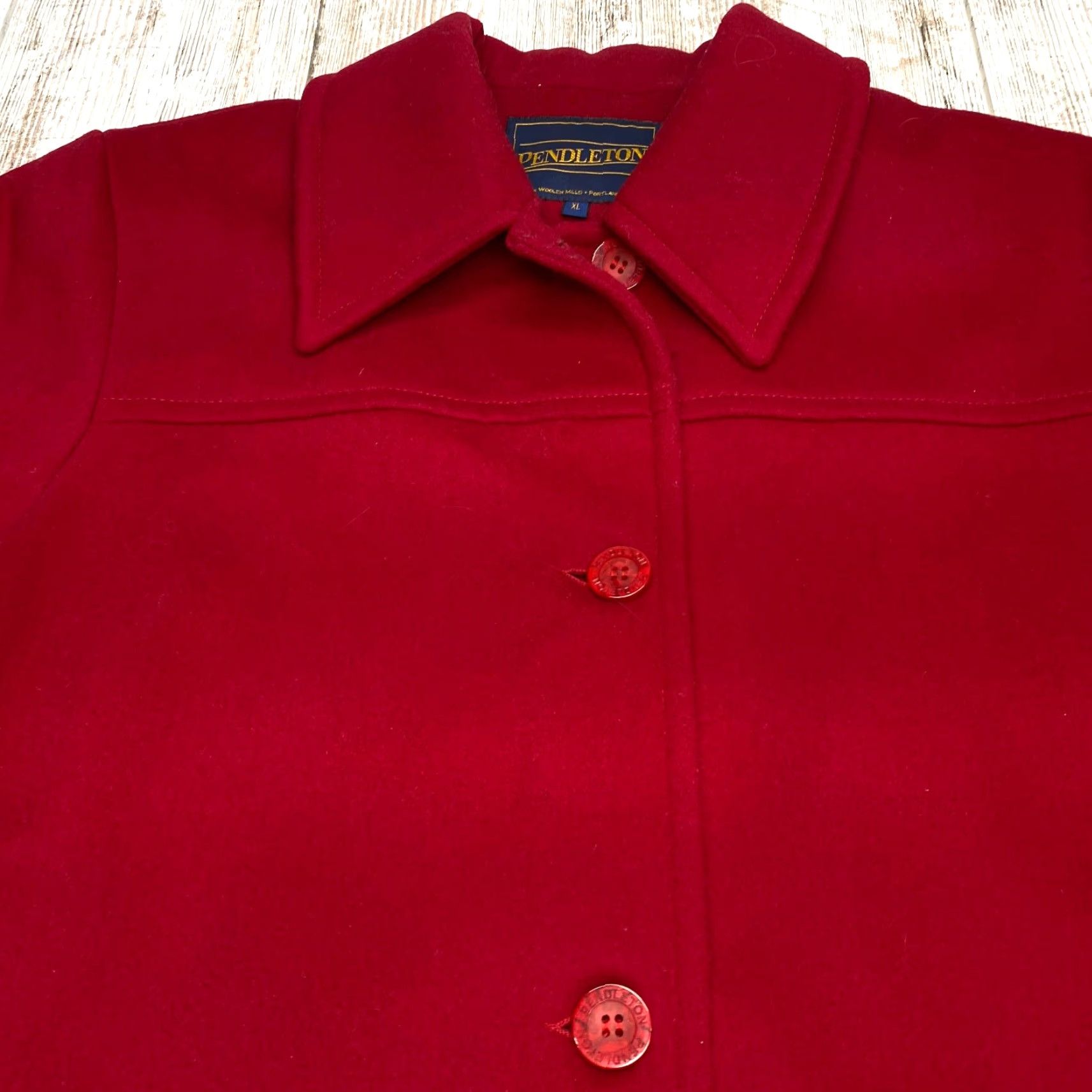 Pendleton VINTAGE Pendleton Coat Womens XL Red 100% Wool Button Front Lined Made in USA Size XL / US 12-14 / IT 48-50 - 5 Thumbnail