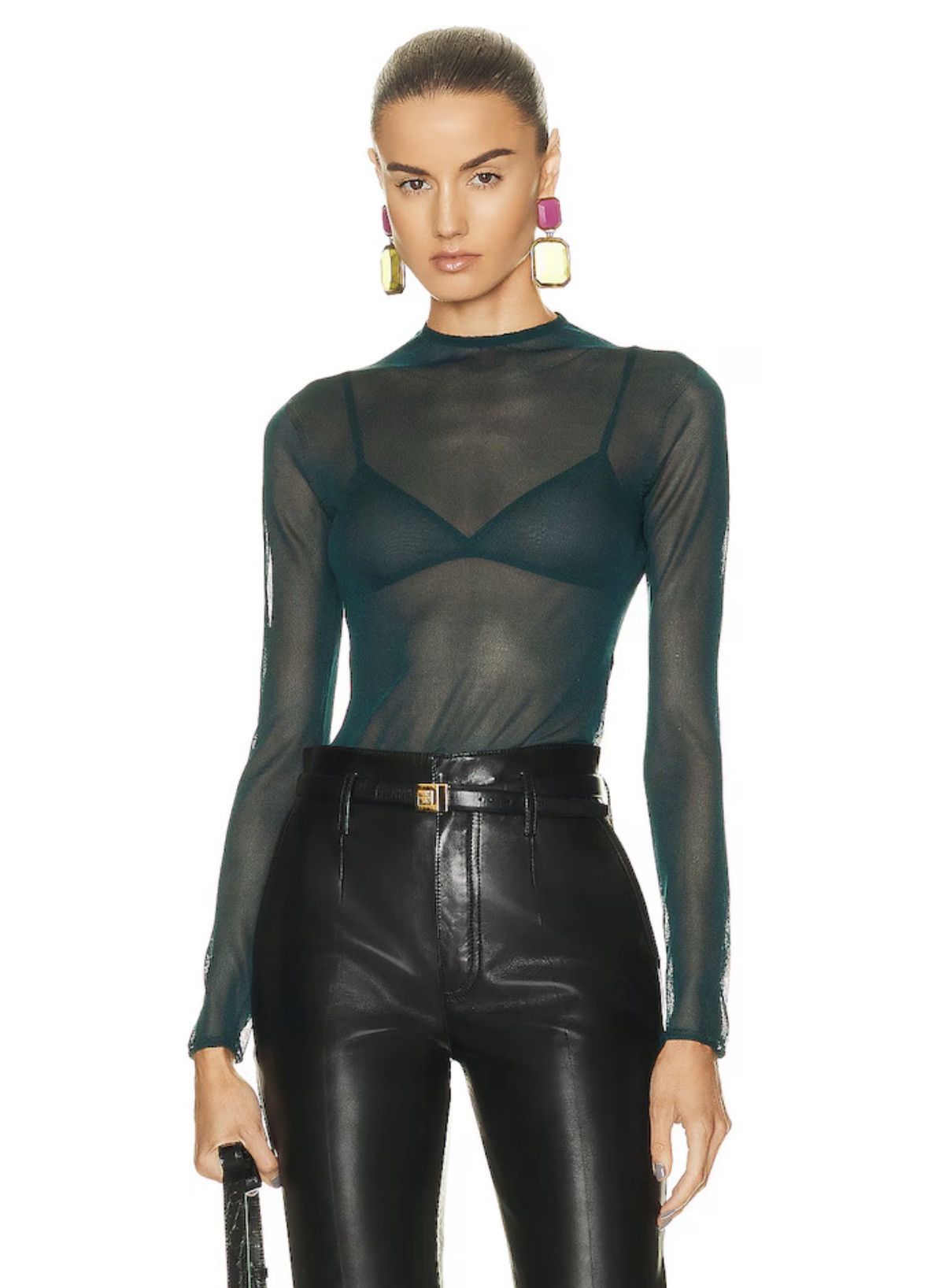 Saint Laurent Paris BNWT Saint Laurent Women's “Second Skin” Sheer Silk Top Size S / US 4 / IT 40 - 3 Thumbnail