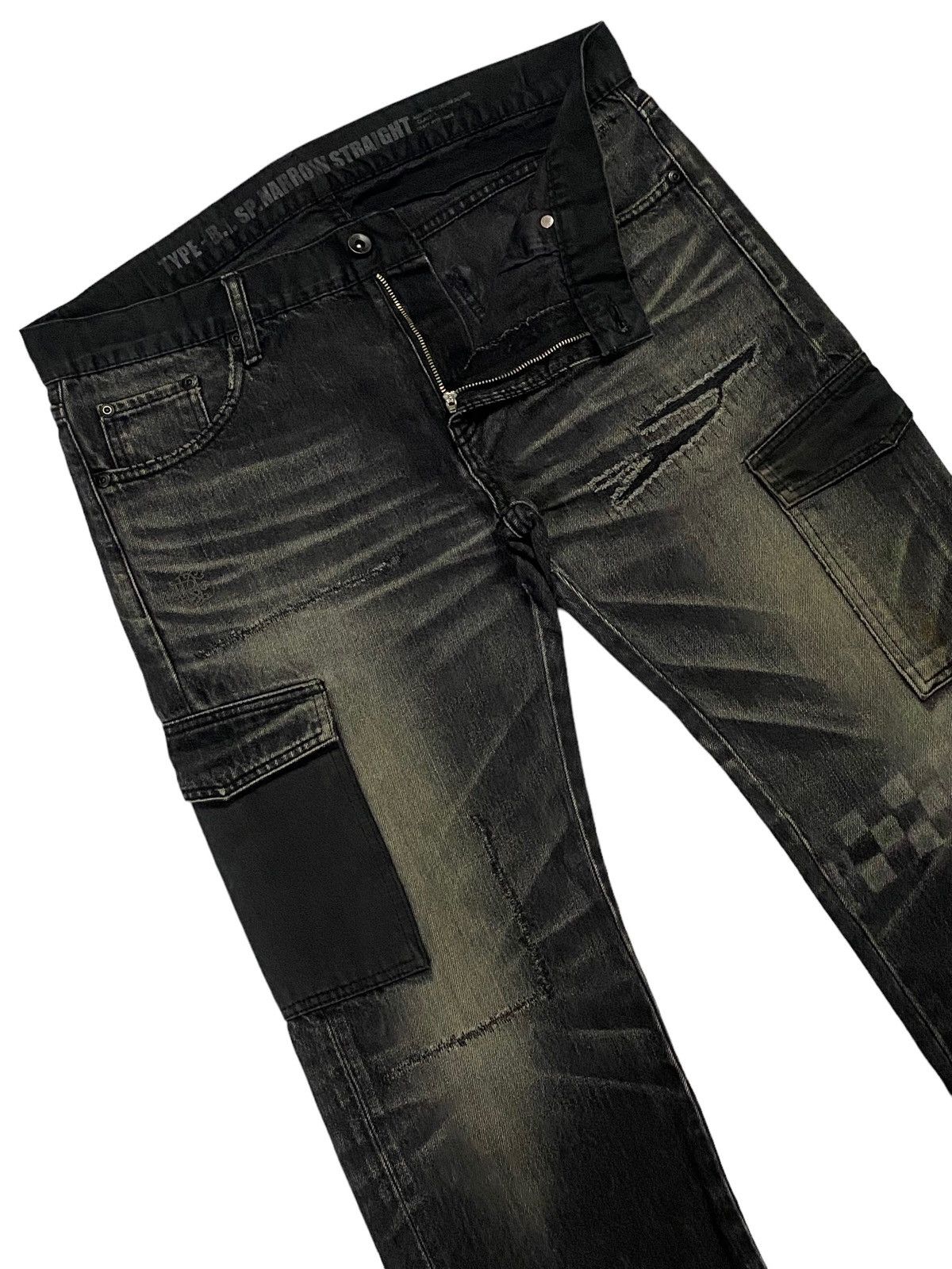 Japanese Brand × Neighborhood Neighborhood Black Icon Distressed Cargo Denim Size US 35 - 18 Thumbnail