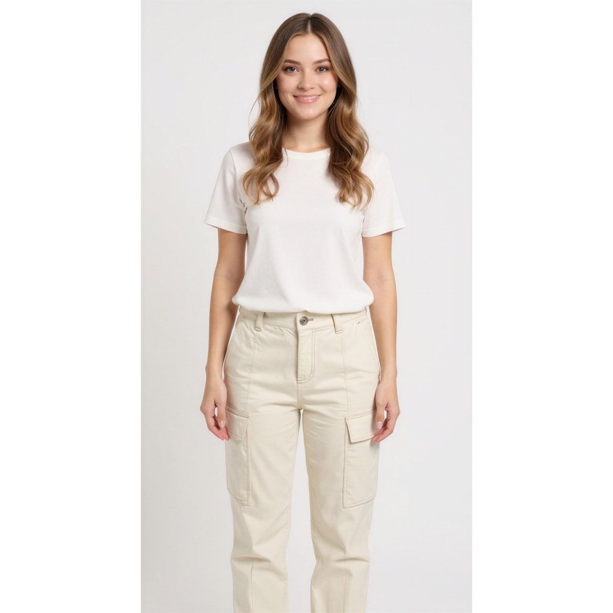 Carven CARVEN Women's Beige Cargo Ankle Denim Jeans Size 2 Size 26" / US 2 / IT 38 - 1 Thumbnail