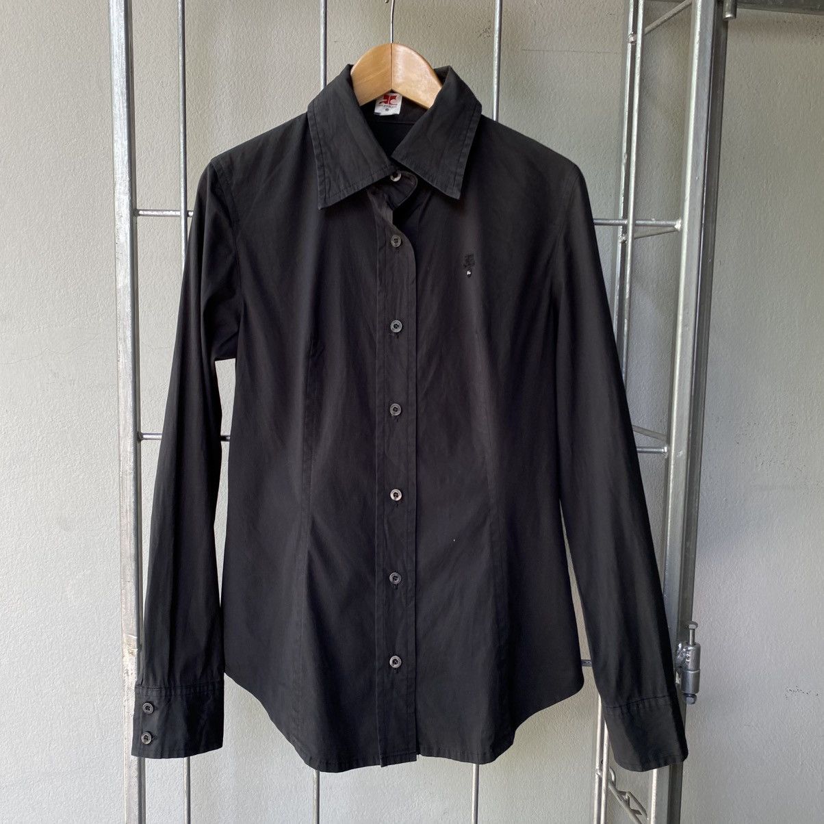 Courreges Courreges Black Fitted Elegant Collar Shirt Size XS / US 0-2 / IT 36-38 - 22 Thumbnail