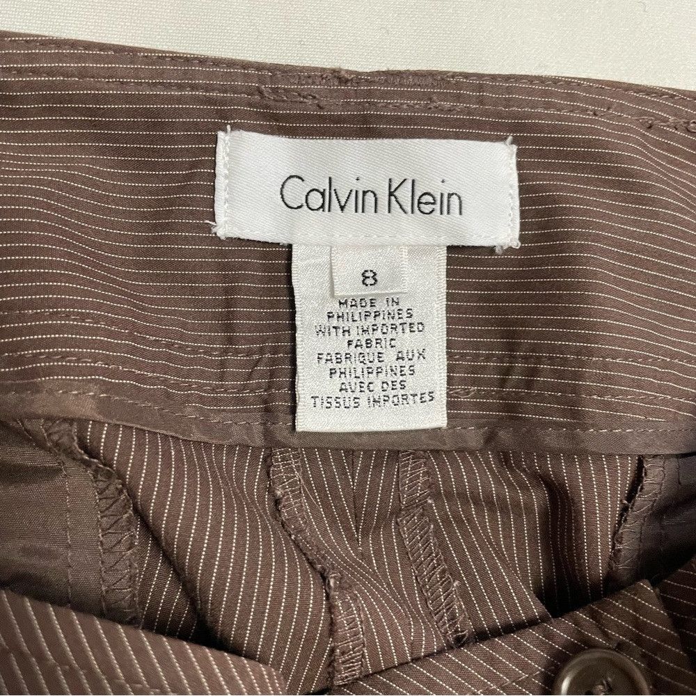 Calvin Klein Calvin Klein Straight Leg Brown Striped Cotton Pants Size 8 Size 30" / US 8 / IT 44 - 5 Thumbnail