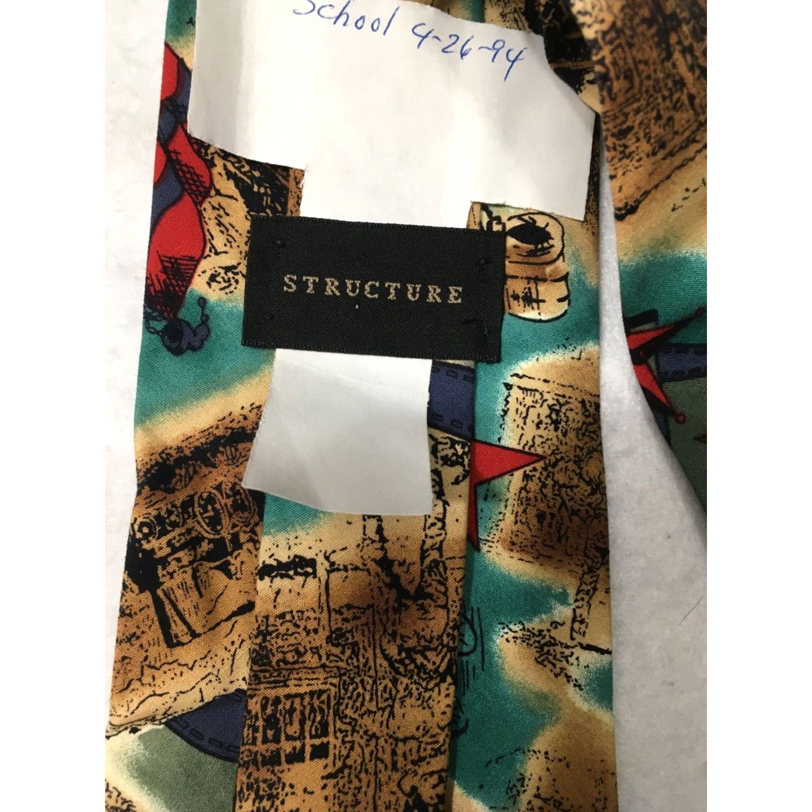 Vintage Structure Silk tie Men's Neck Novelty star horse history 100% Size ONE SIZE - 3 Thumbnail