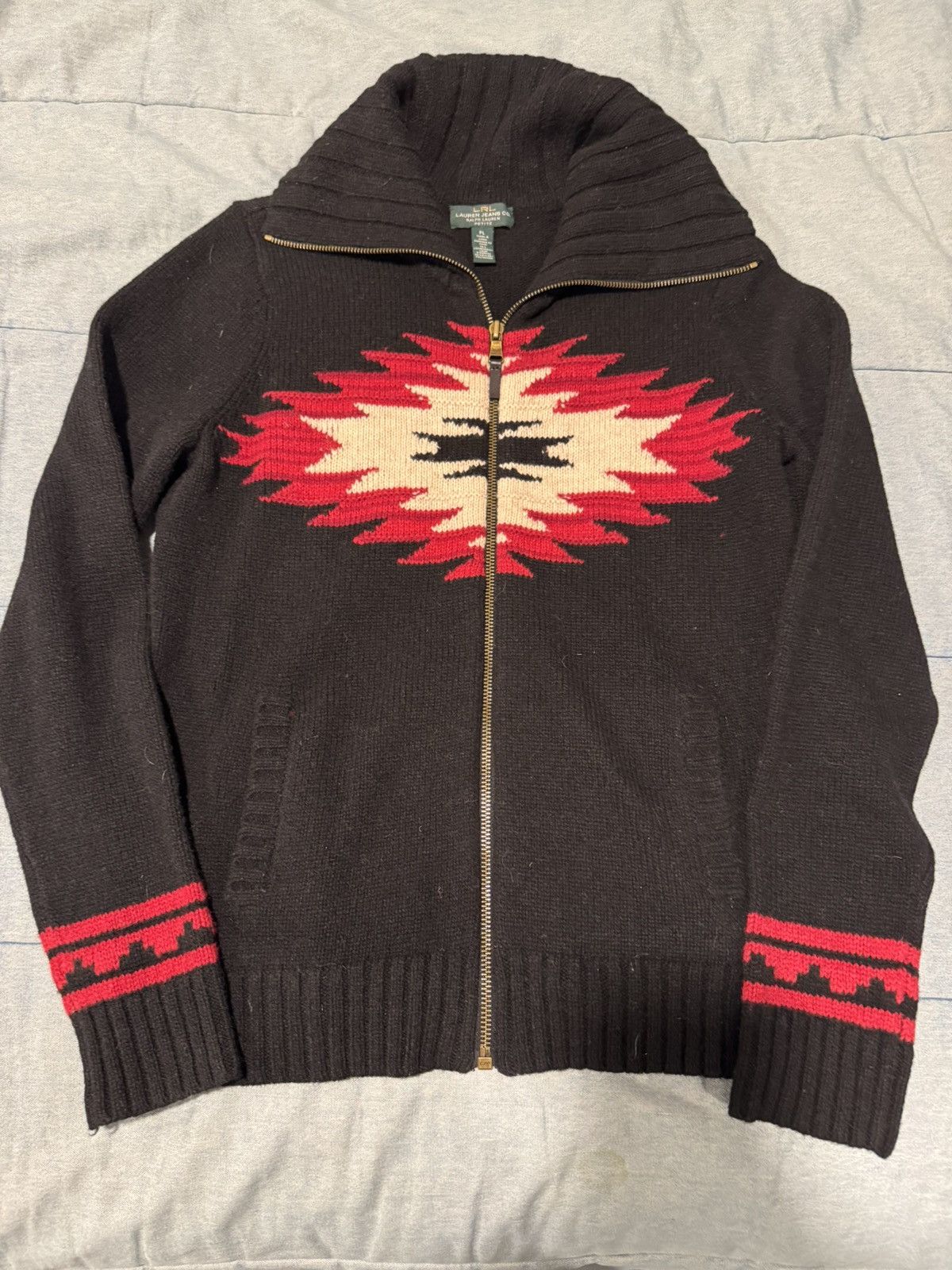 Lauren Ralph Lauren Vintage Lauren Ralph Lauren Zip Up Sweater Size L / US 10 / IT 46 - 1 Thumbnail