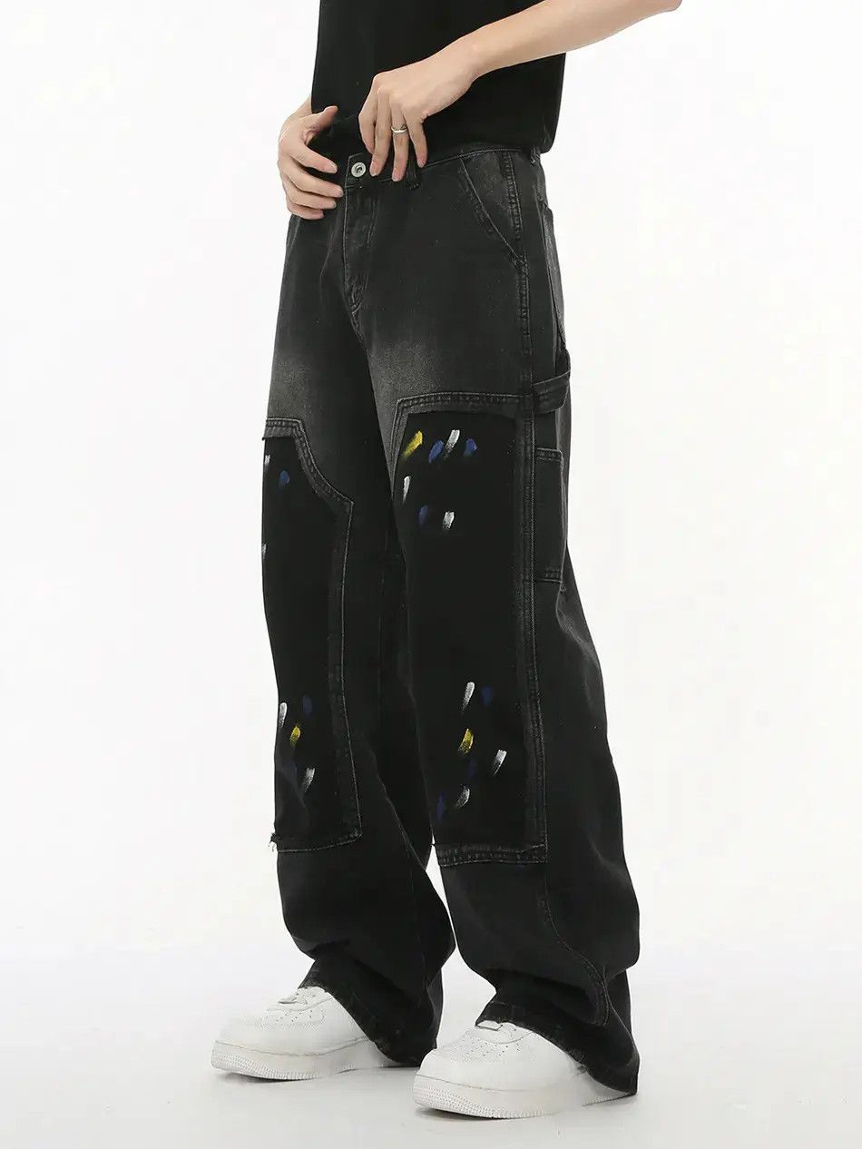 Japanese Brand Retro loose graffiti patchwork jeans Size US 32 / EU 48 - 4 Thumbnail