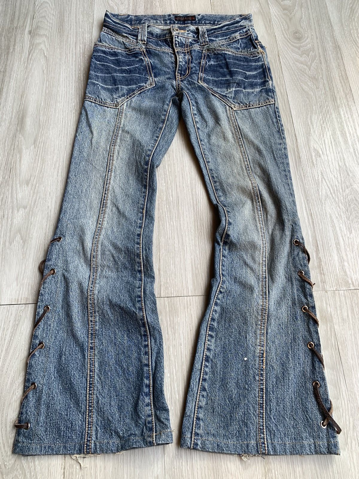 パンツ morgan homme grunge flared denim Y2K 00s Harajuku Washed Vintage Straight Wide Leg Denim Pants Men