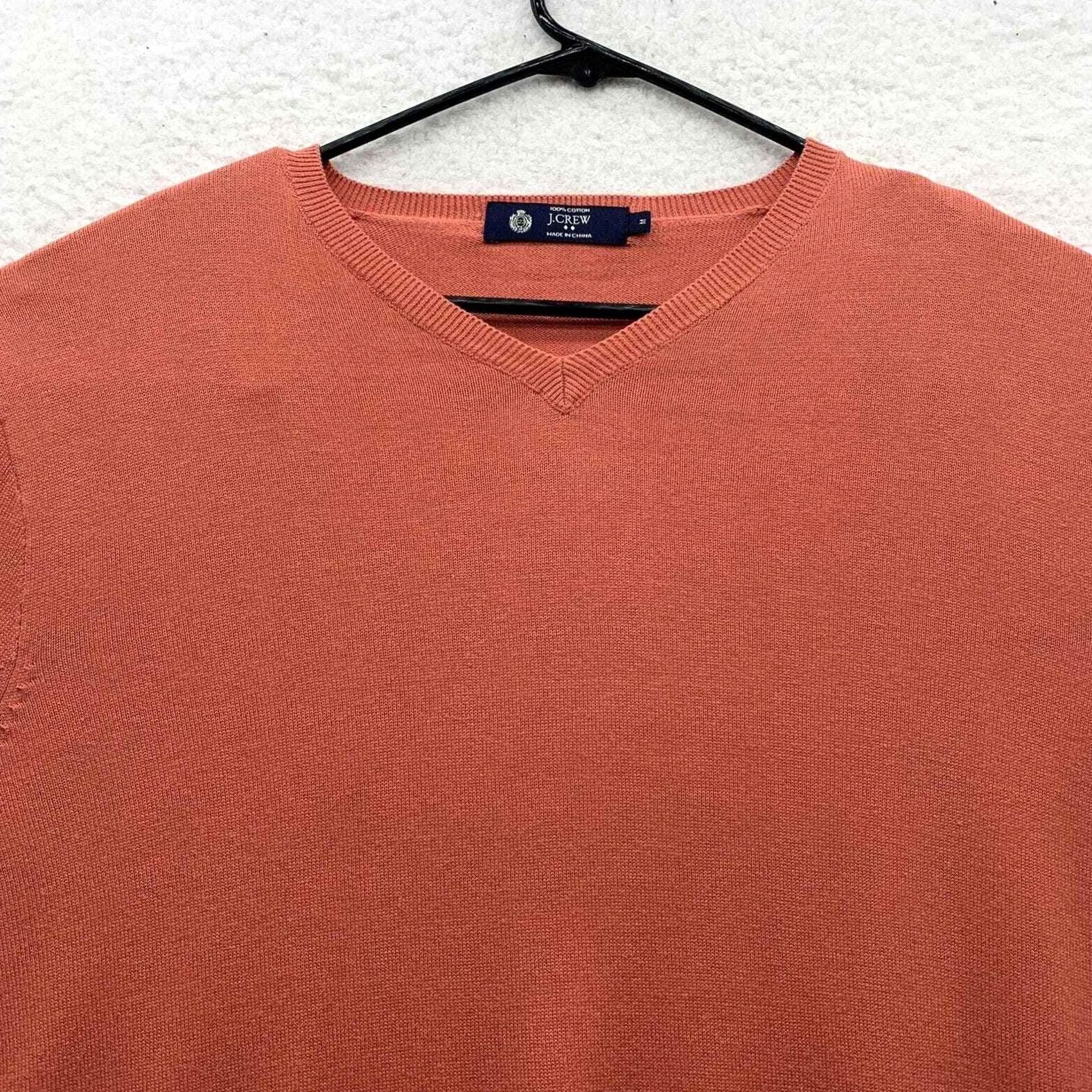 J.Crew J Crew Sweater Mens Medium M Orange Coral V-Neck Knit Pullover Thin Preppy Tapered Size US M / EU 48-50 / 2 - 3 Thumbnail