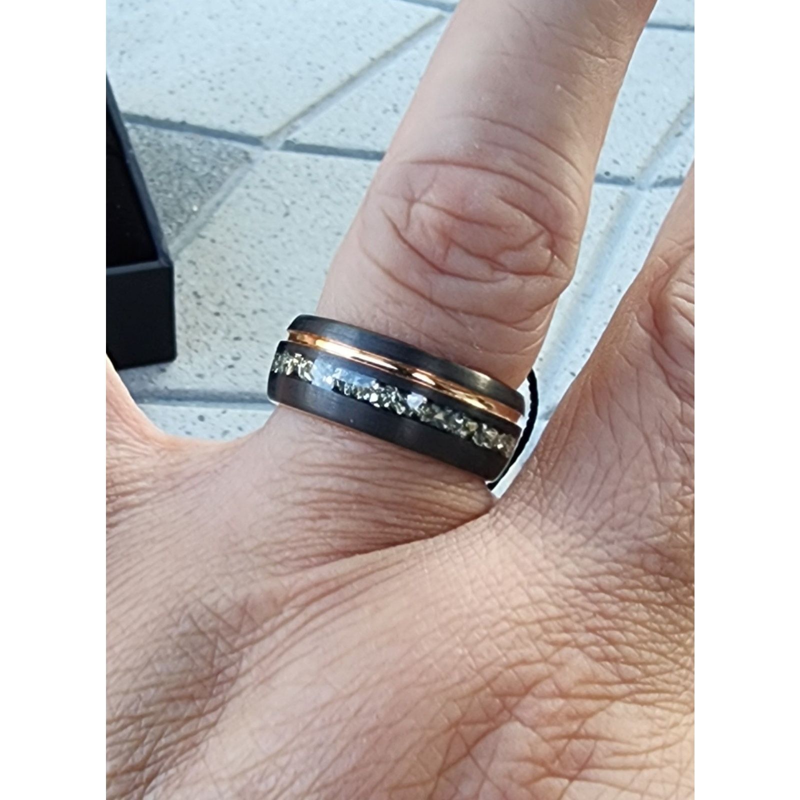 Tungsten Titans Gunmetal Rose Gold Plated German Glass Ring