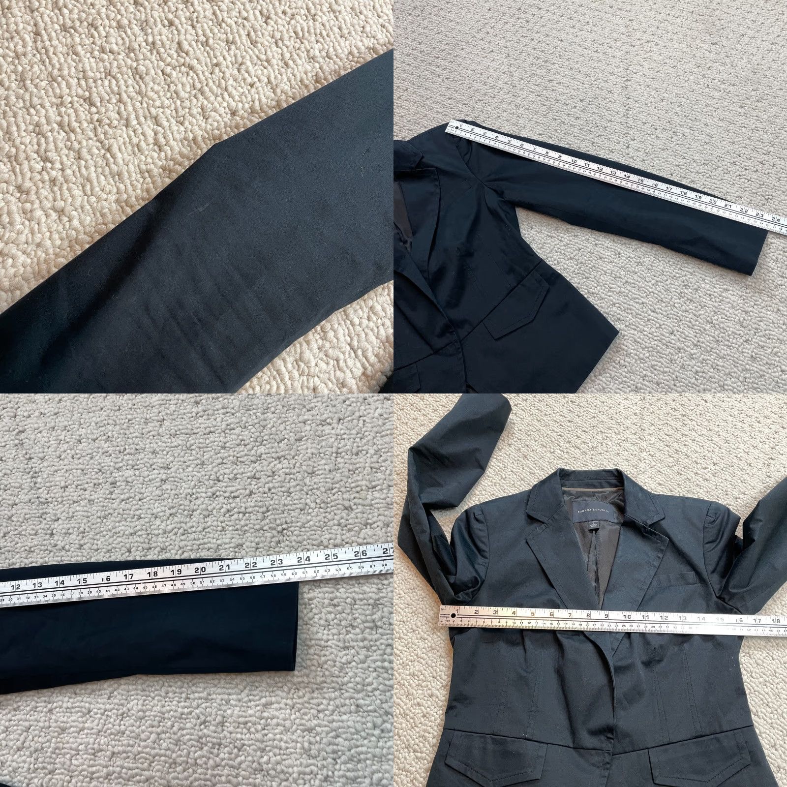 Banana Republic Banana Republic Blazer Womens 4 Black Cotton Stretch One Button Pockets Business Size S / US 4 / IT 40 - 9 Thumbnail
